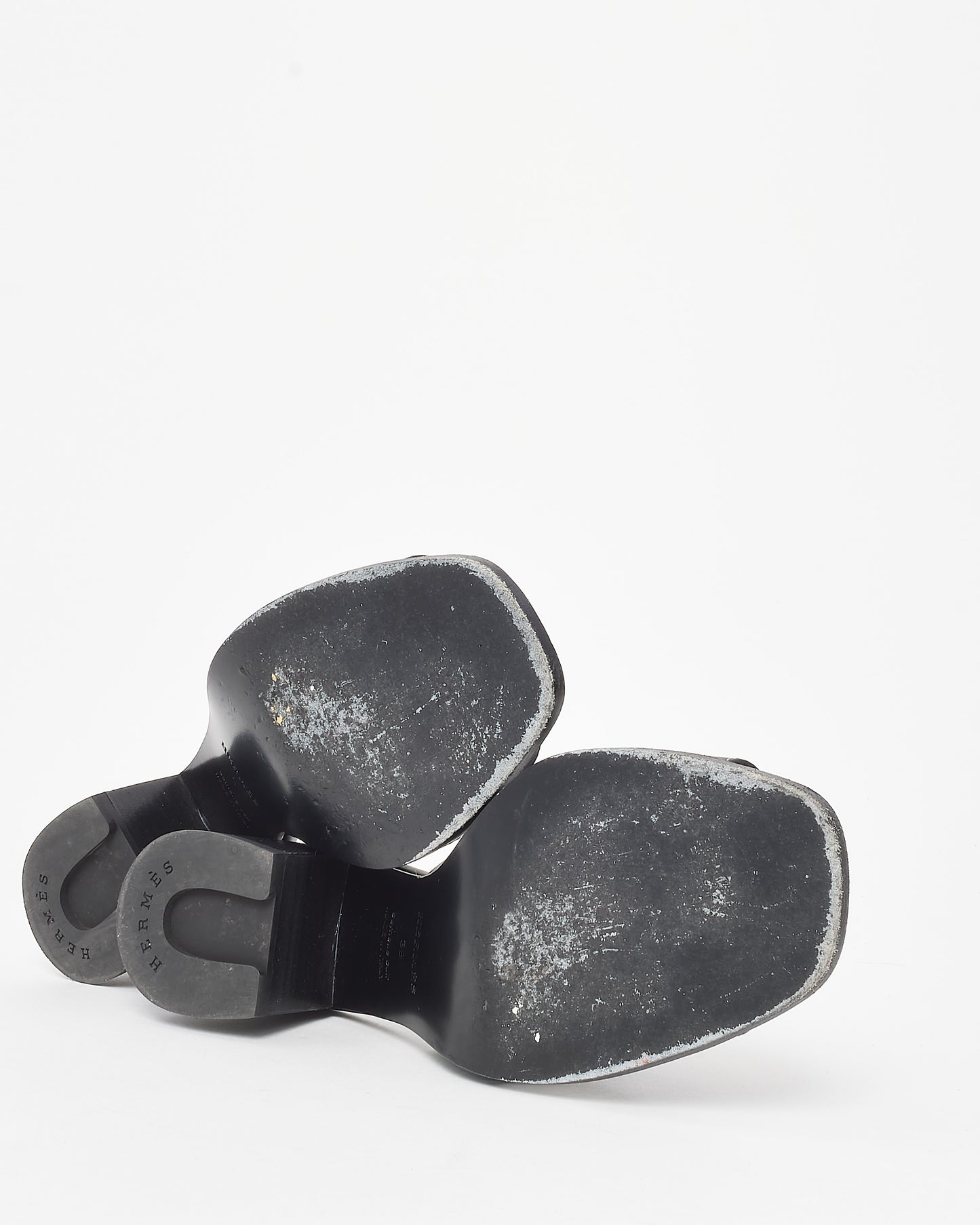 Hermès Black Leather Helia 60 Leather Block Heel Sandals - 39