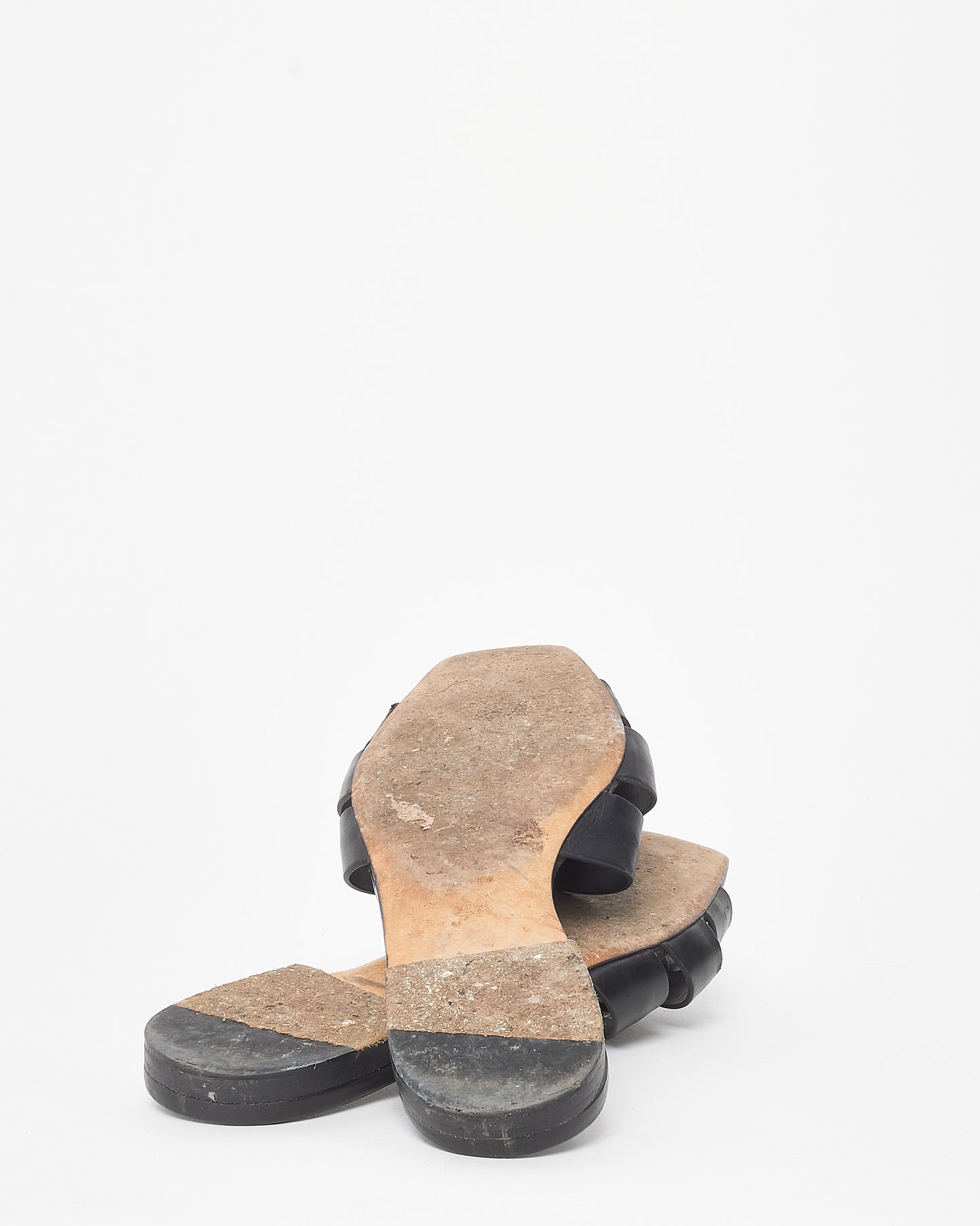 Saint Laurent Black Smooth Leather Tribute Sandals - 39