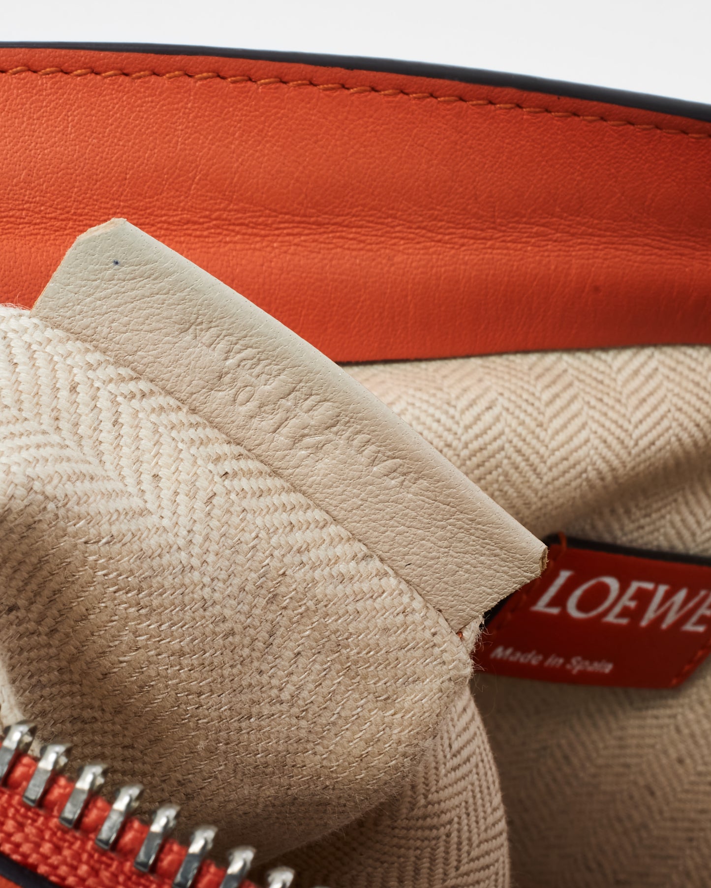 Loewe Orange Leather Zip T Pouch Clutch