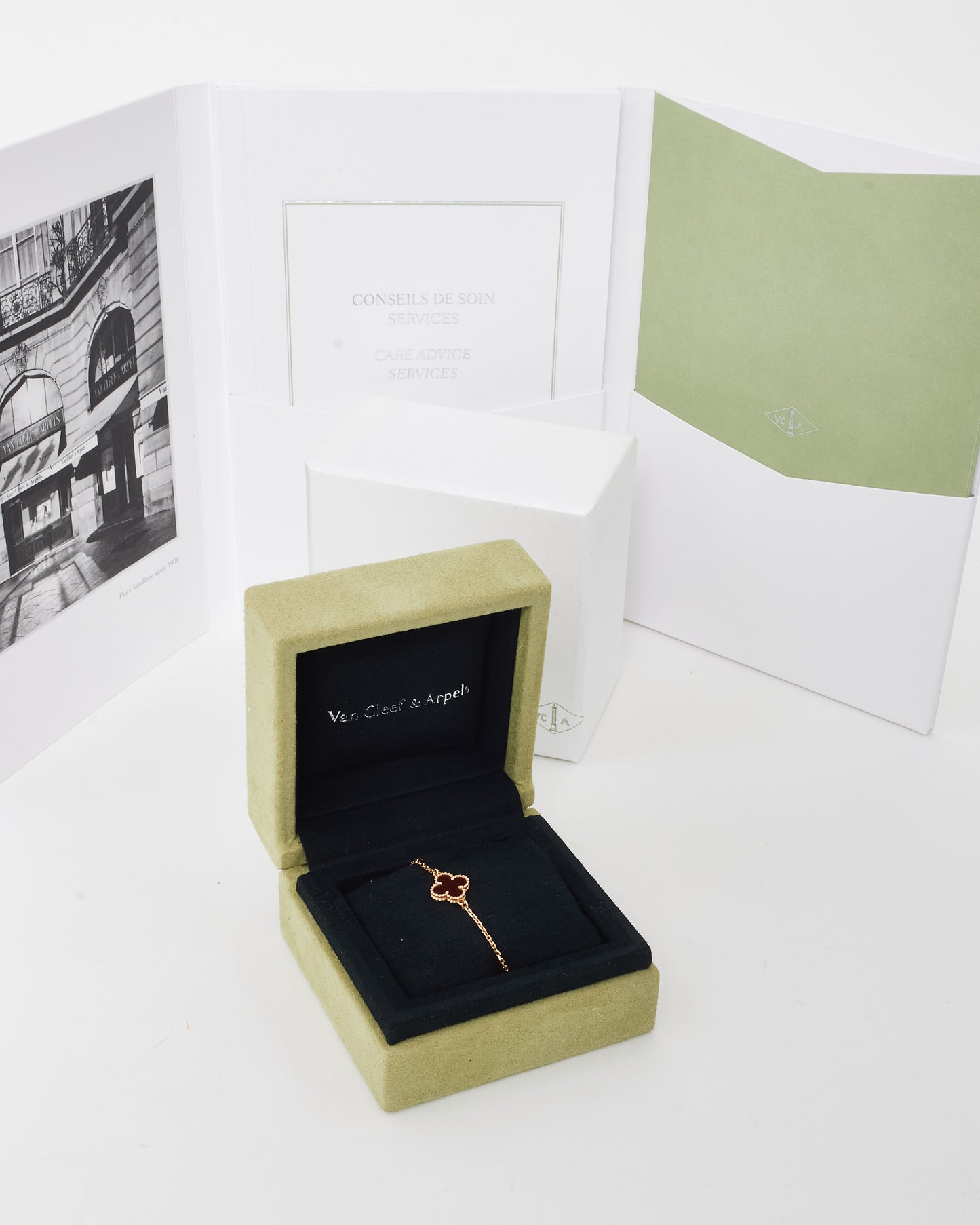 Van Cleef & Arpels 18K Rose Gold & Carnelian Sweet Alhambra Bracelet