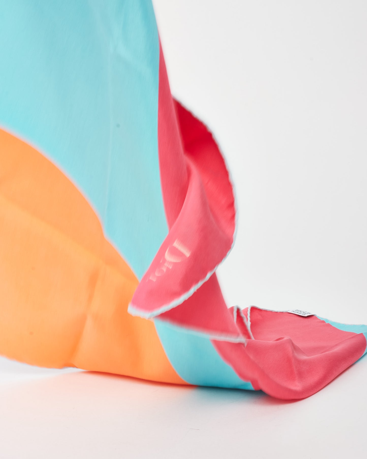 Dior Vintage Pink/Orange/Blue Geometric Small Silk Scarf
