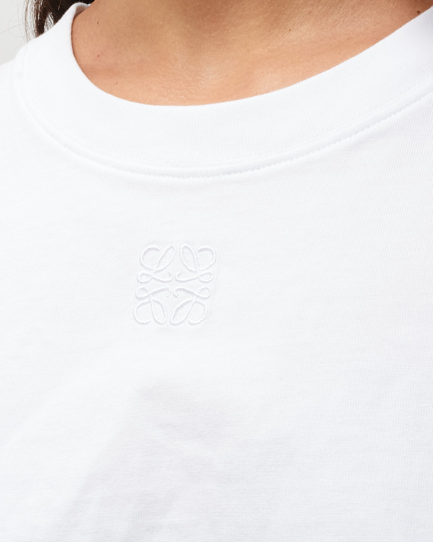 Loewe White Cotton Tonal Anagram Cropped T-Shirt - L