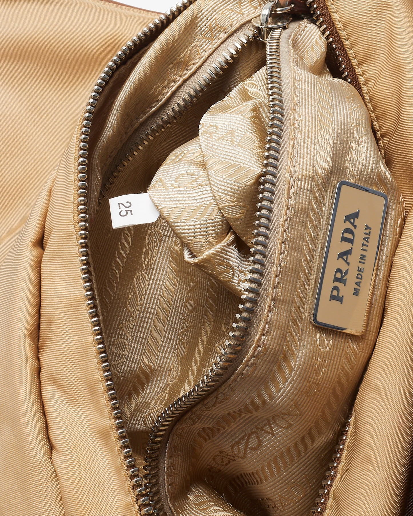 Prada Beige Nylon Leather Trim Medium Shoulder Bag BR2200