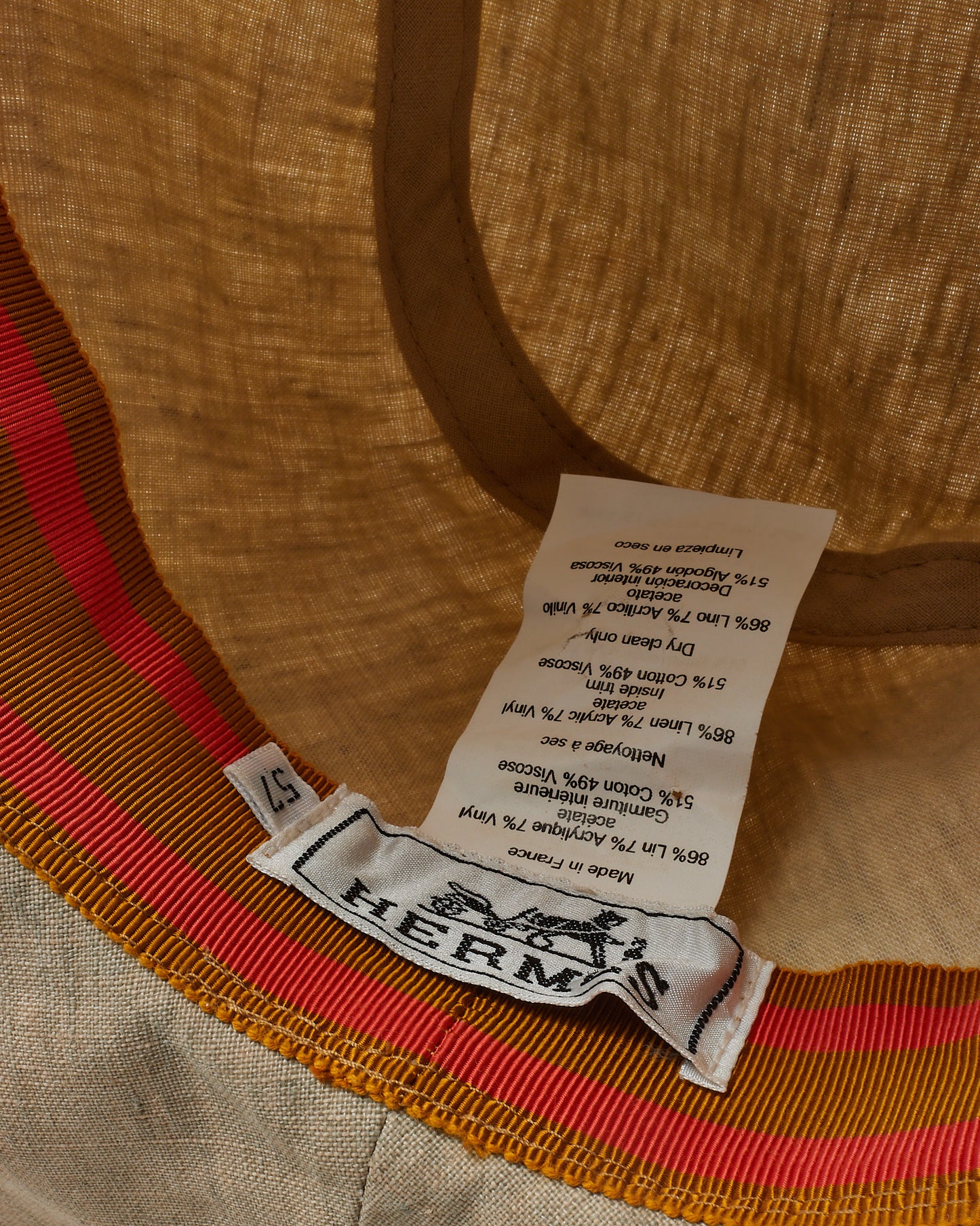 Hermès Beige Linen Cotton Bucket Hat - 57/M