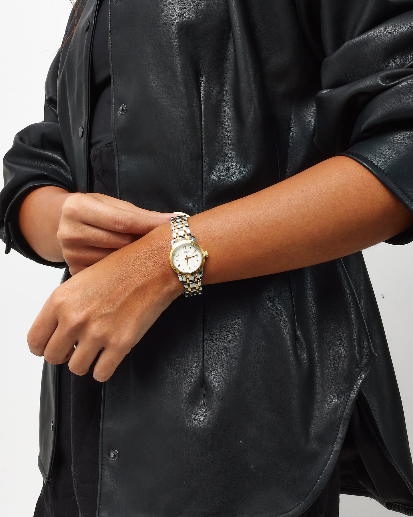 Fendi Stainless Steel Two-Tone White Sapphire Crystal 2100L 26MM Watch