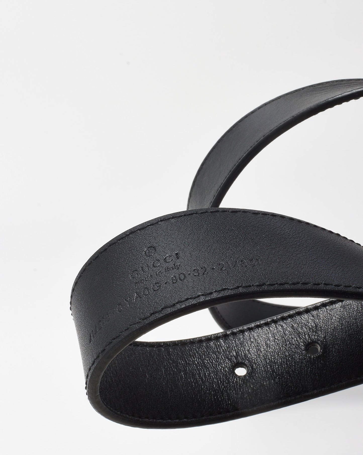 Gucci Black Leather GG Marmont Slim Belt - 80/32