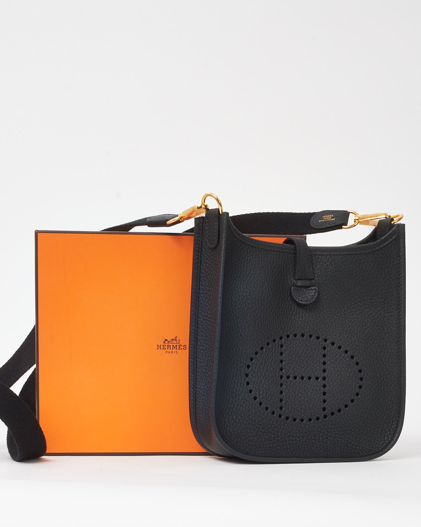 Hermès Black Clemence Leather Mini Evelyne (TPM) Crossbody GHW