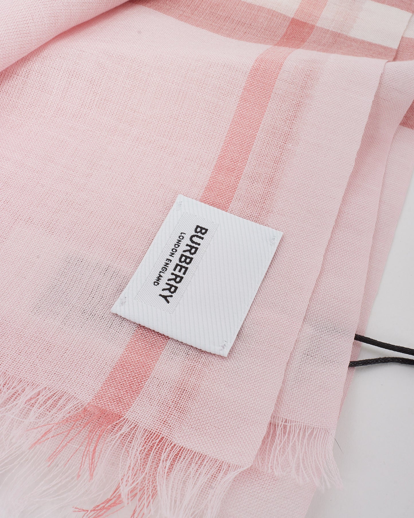 Burberry Pink Check Wool & Silk Gauze Scarf