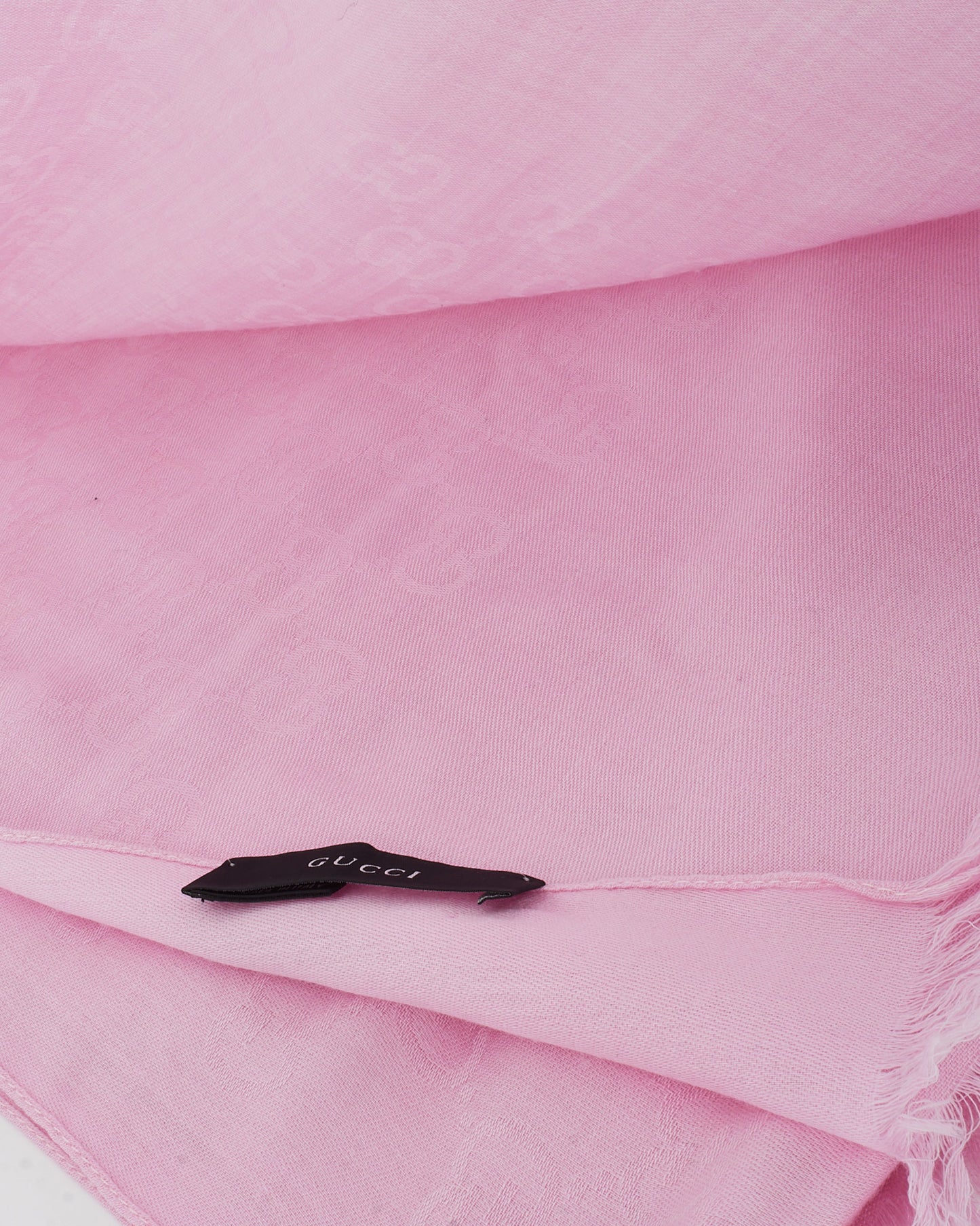 Gucci Pink GG Monogram Silk/Wool Shawl Scarf