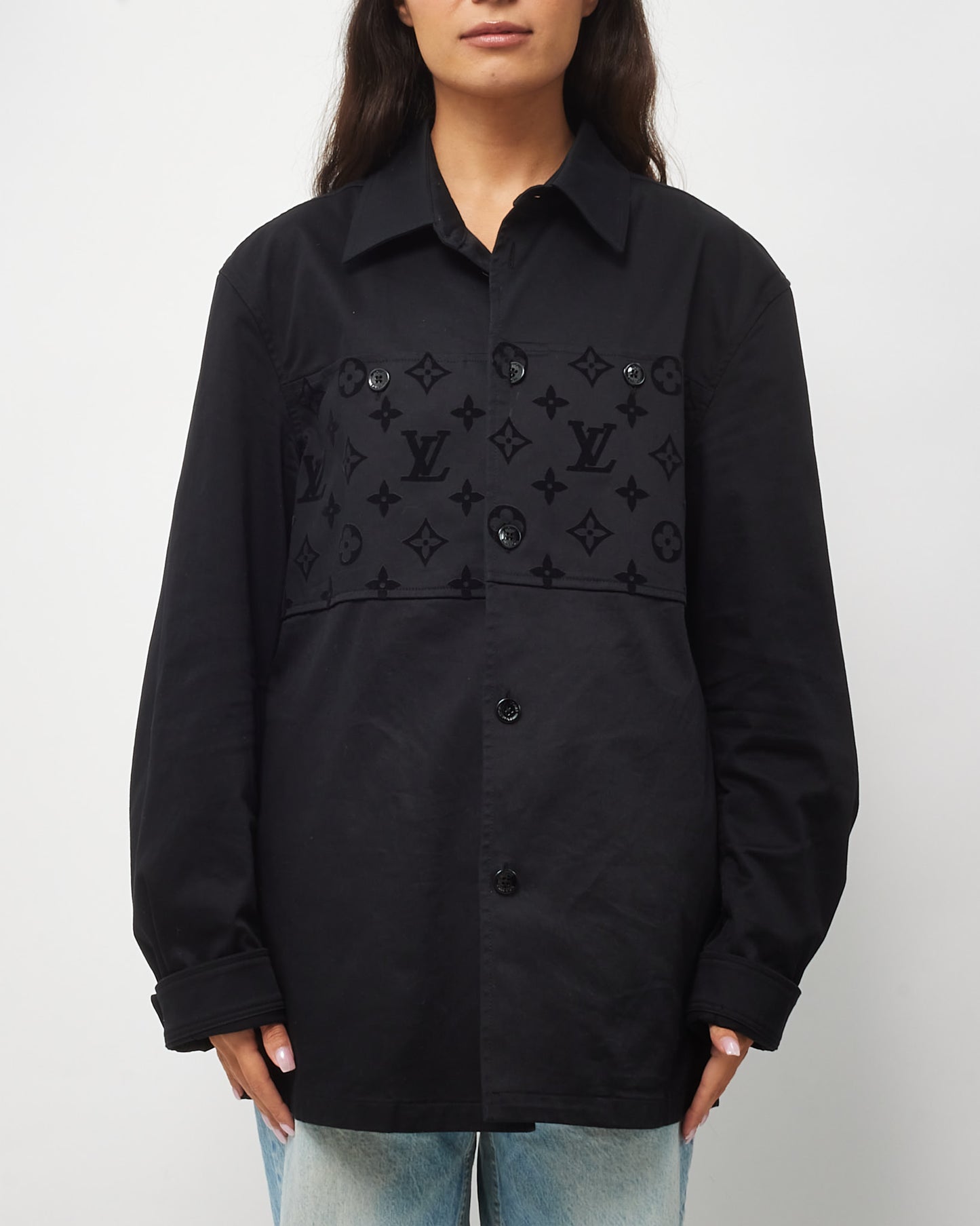 Louis Vuitton Men's Black Monogram Reversible Nylon Windbreaker - Men's 50 / US M