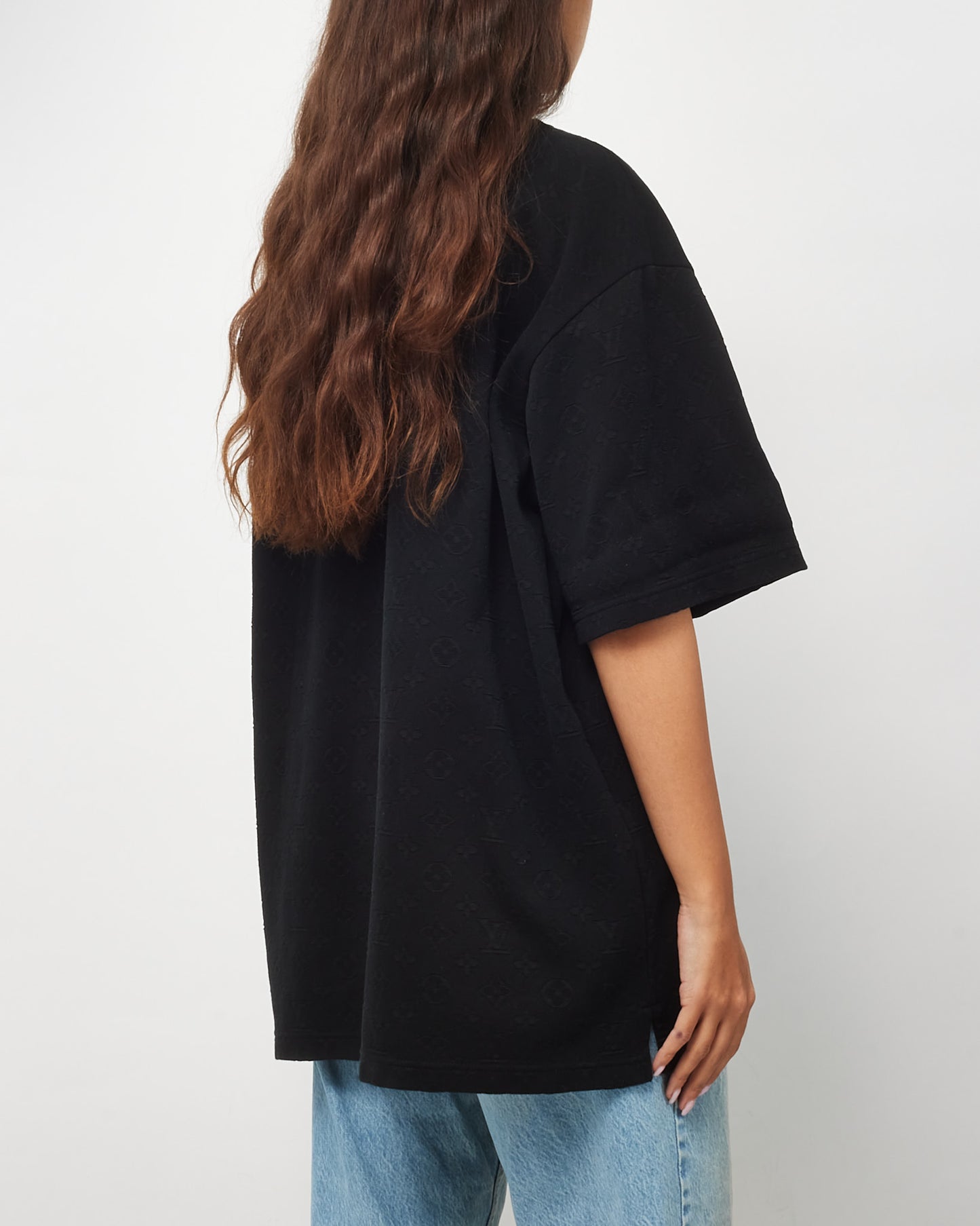 Louis Vuitton Men's Black Monogram Embossed Cotton Pocket T-Shirt -4L