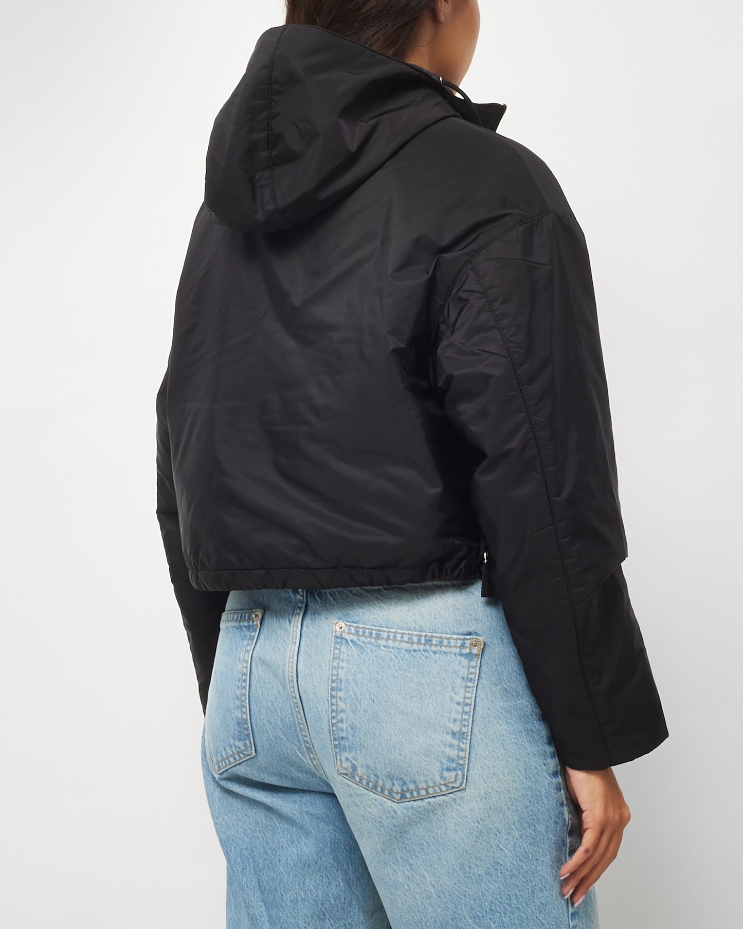 Prada Black Re-Nylon Logo 1/4 Zip Windbreaker Jacket - 36/XS