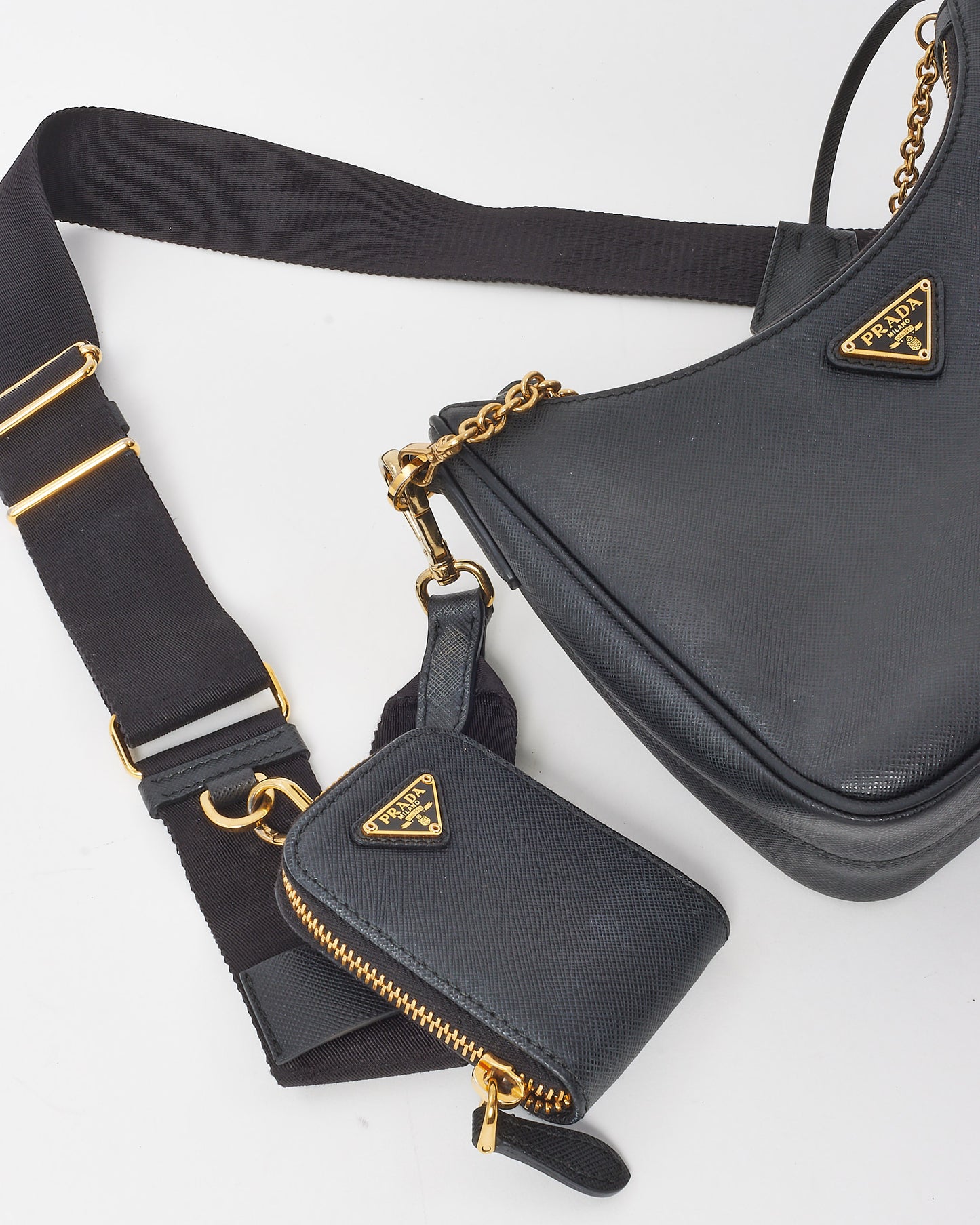 Prada Black Saffiano Leather Re-Edition 2005 Crossbody Bag