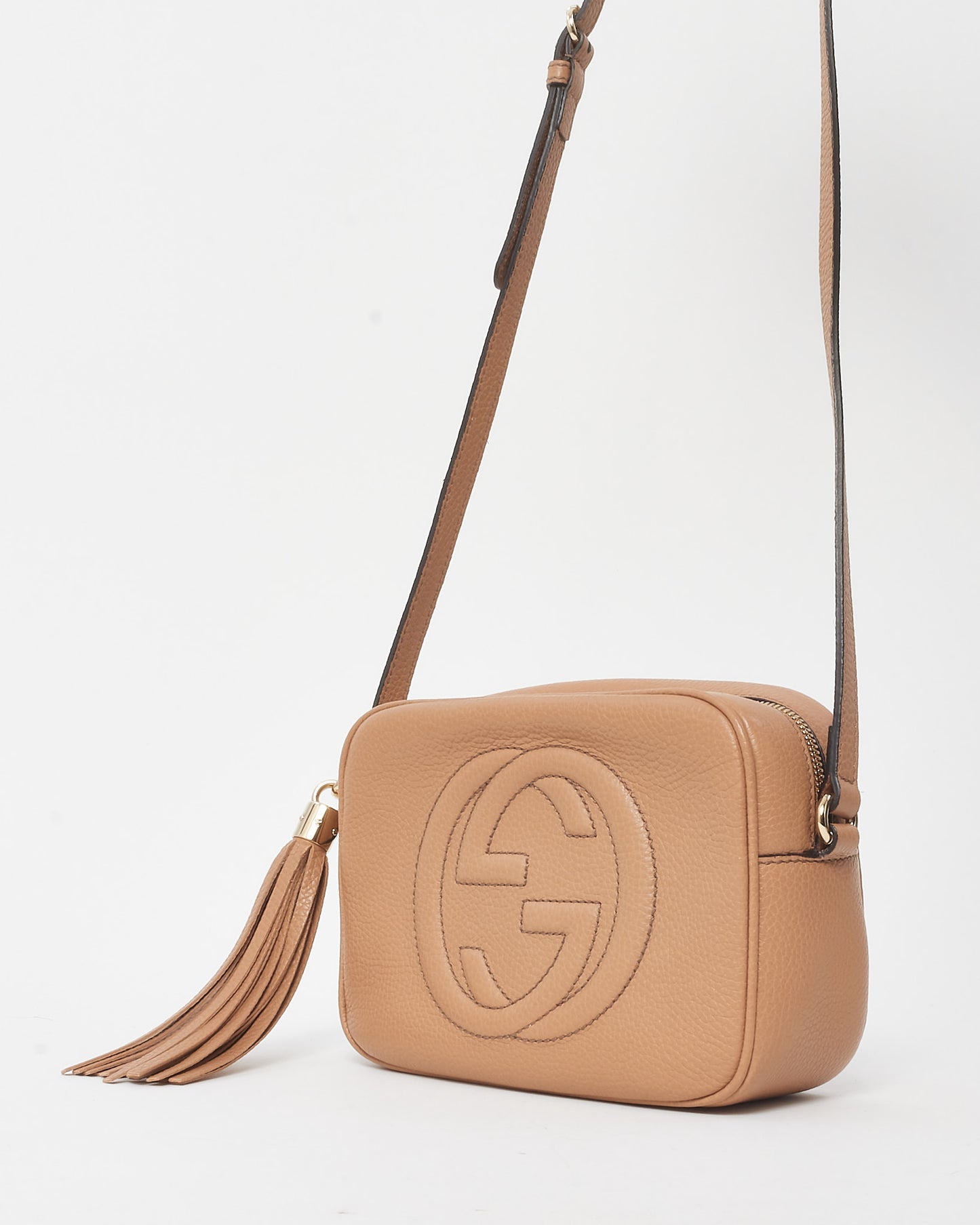 Gucci Beige Leather Interlocking G Small Soho Disco Crossbody Bag