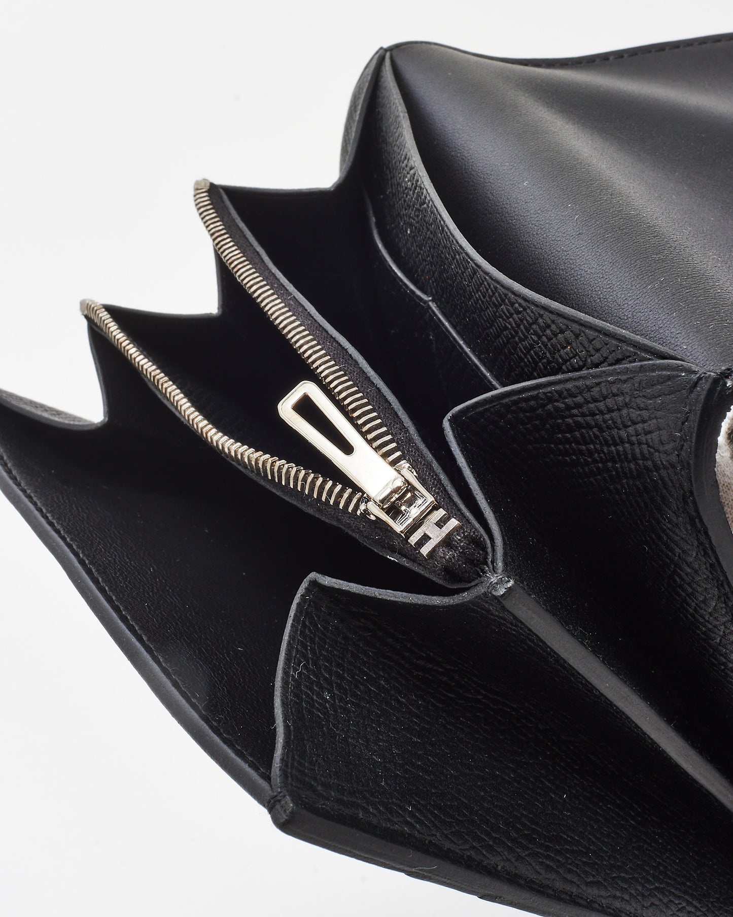 Hermès Black Epsom Leather Constance Compact Wallet PHW