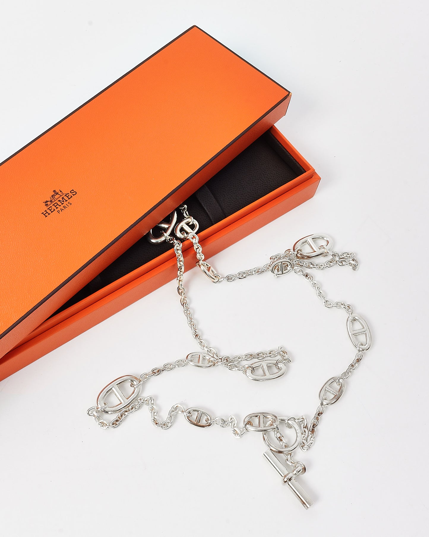 Hermès 925 Sterling Silver Farandole Long Necklace 160