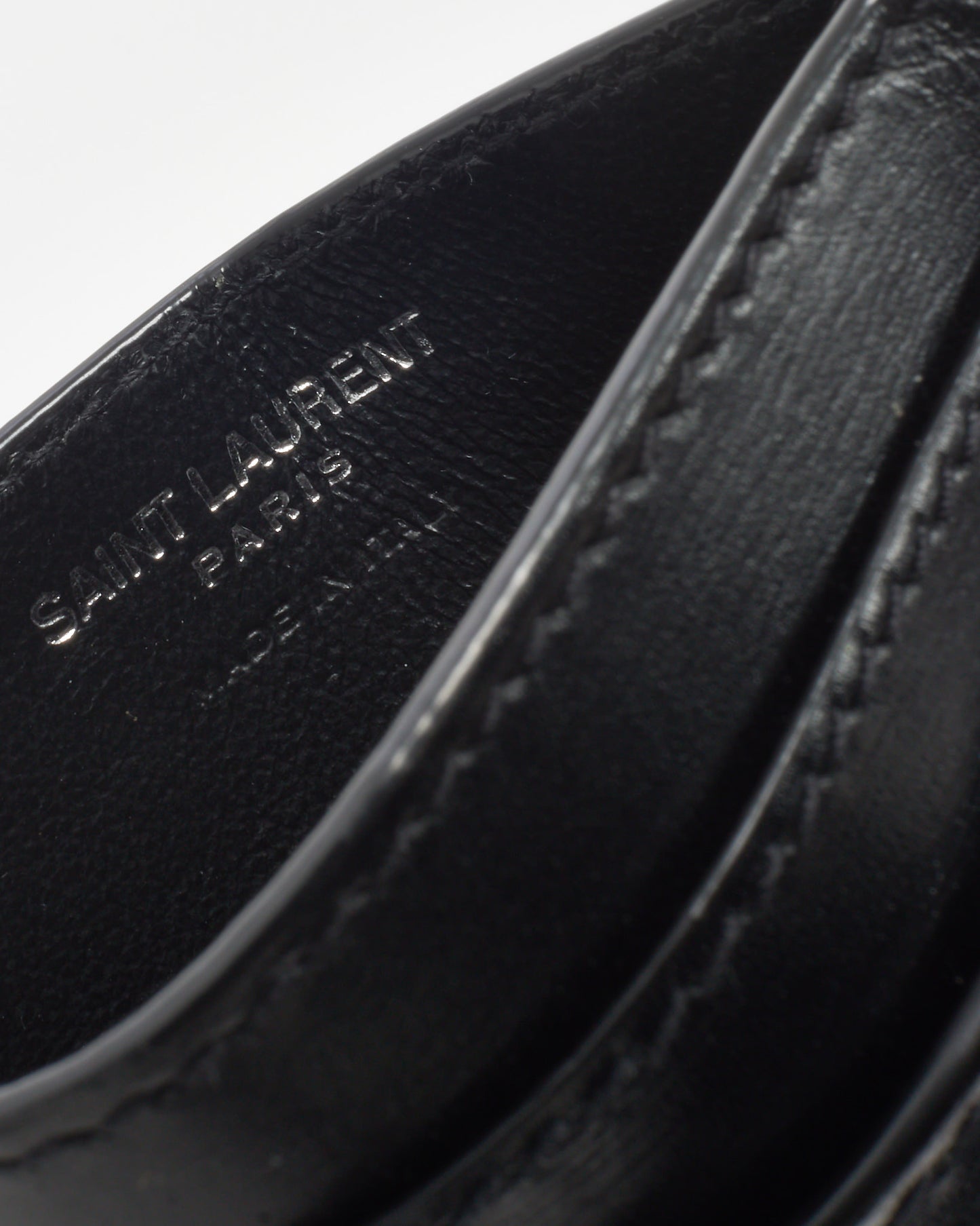 Saint Laurent Black Smooth Leather YSL Cassandre Card Holder SHW