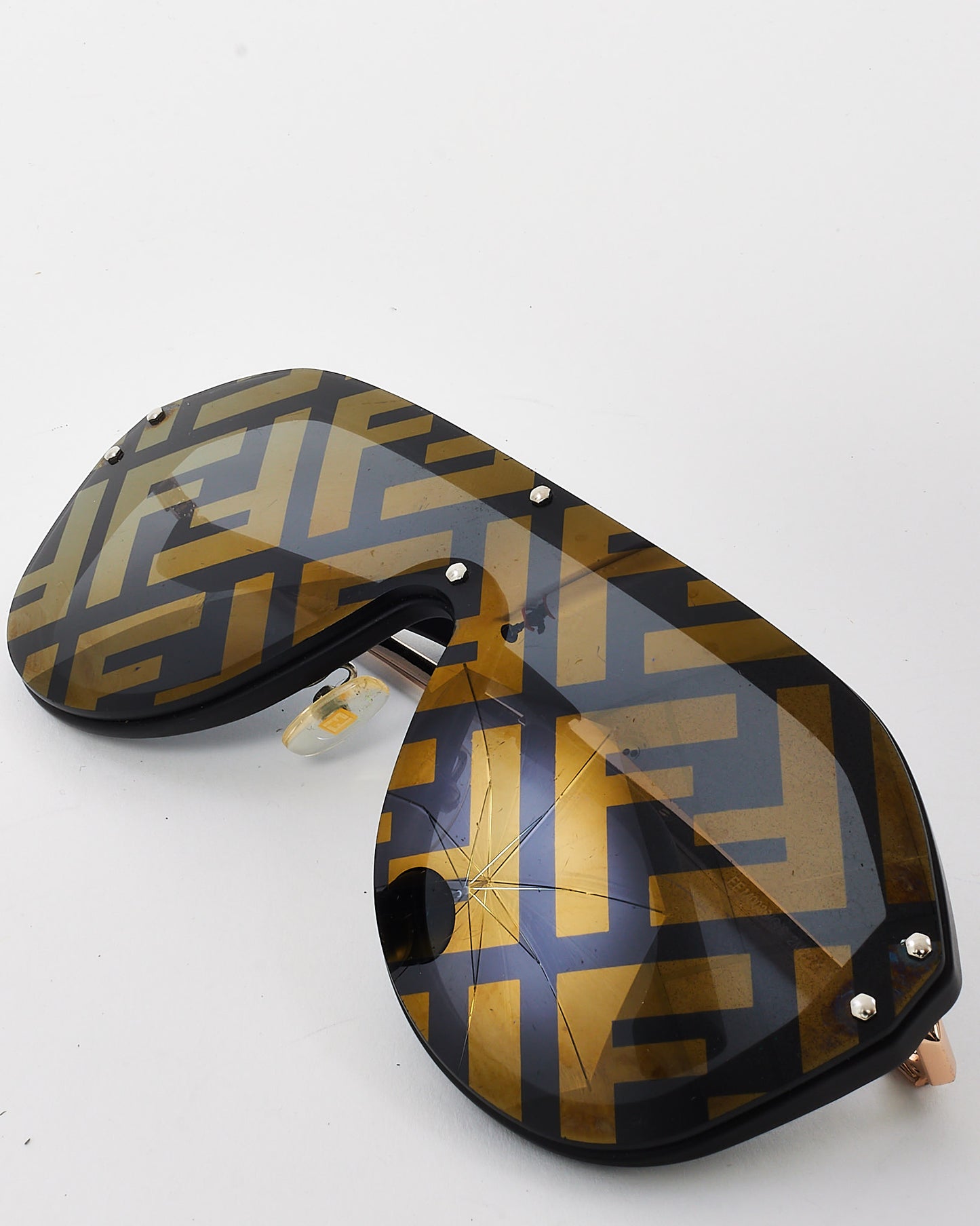 Fendi Black/Brown Reflective FF Logo FFM0039/G/S Shield Sunglasses