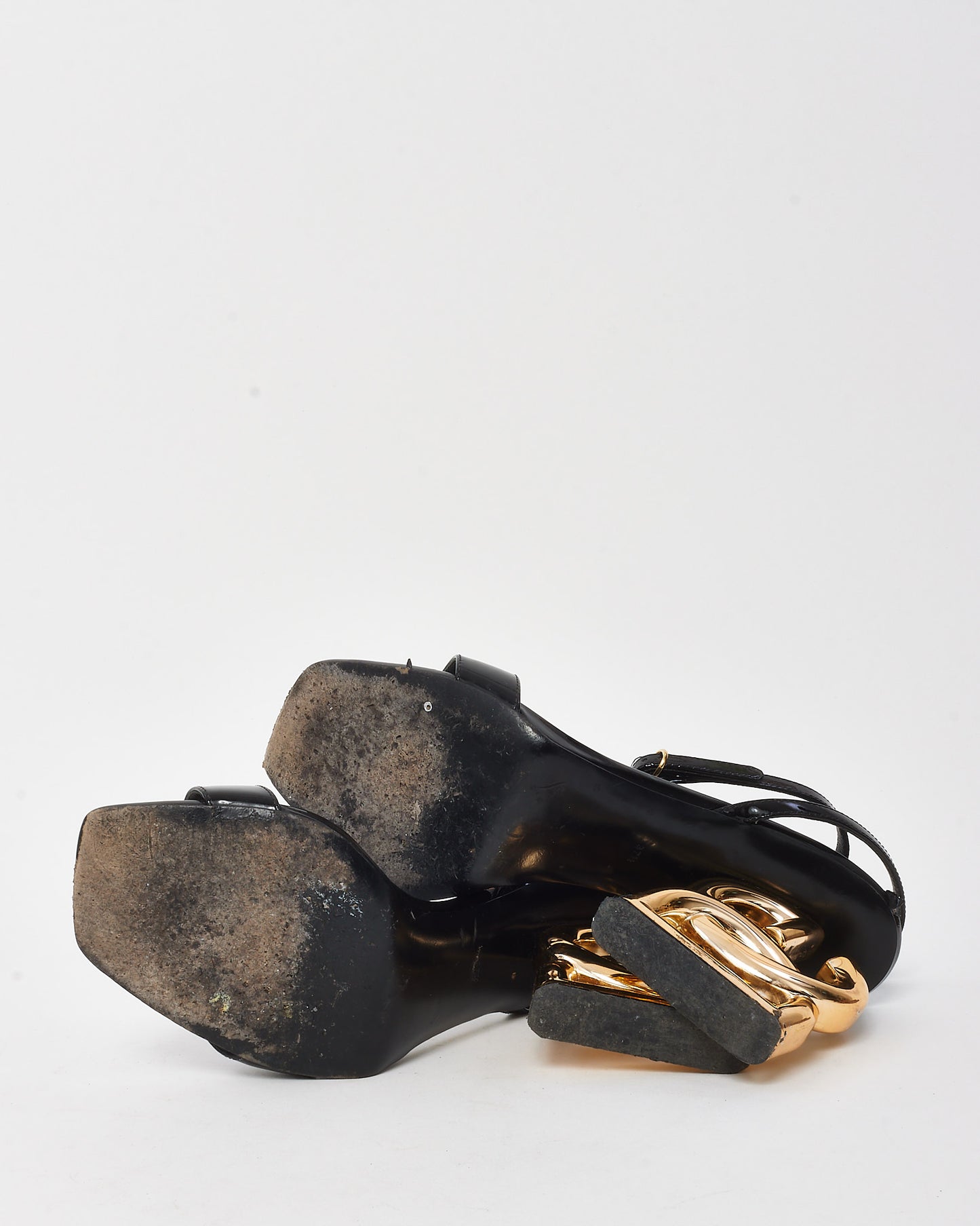 Dolce & Gabbana Black Patent DG Pop Keira Logo Heel 105mm Sandals - 37.5