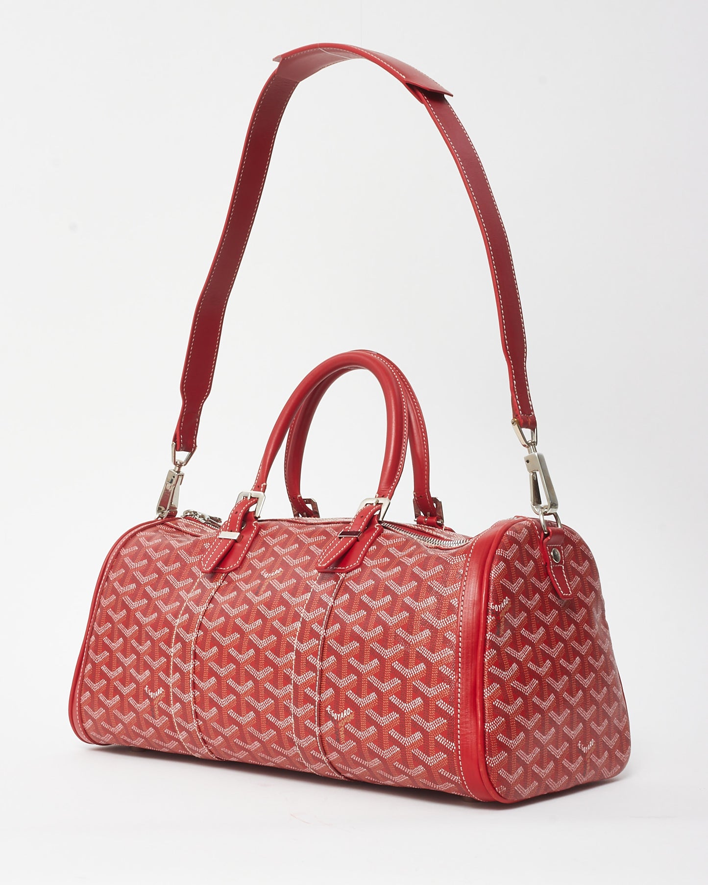 Goyard Red Goyardine Canvas Croisiere 35cm Duffle Bag with Strap