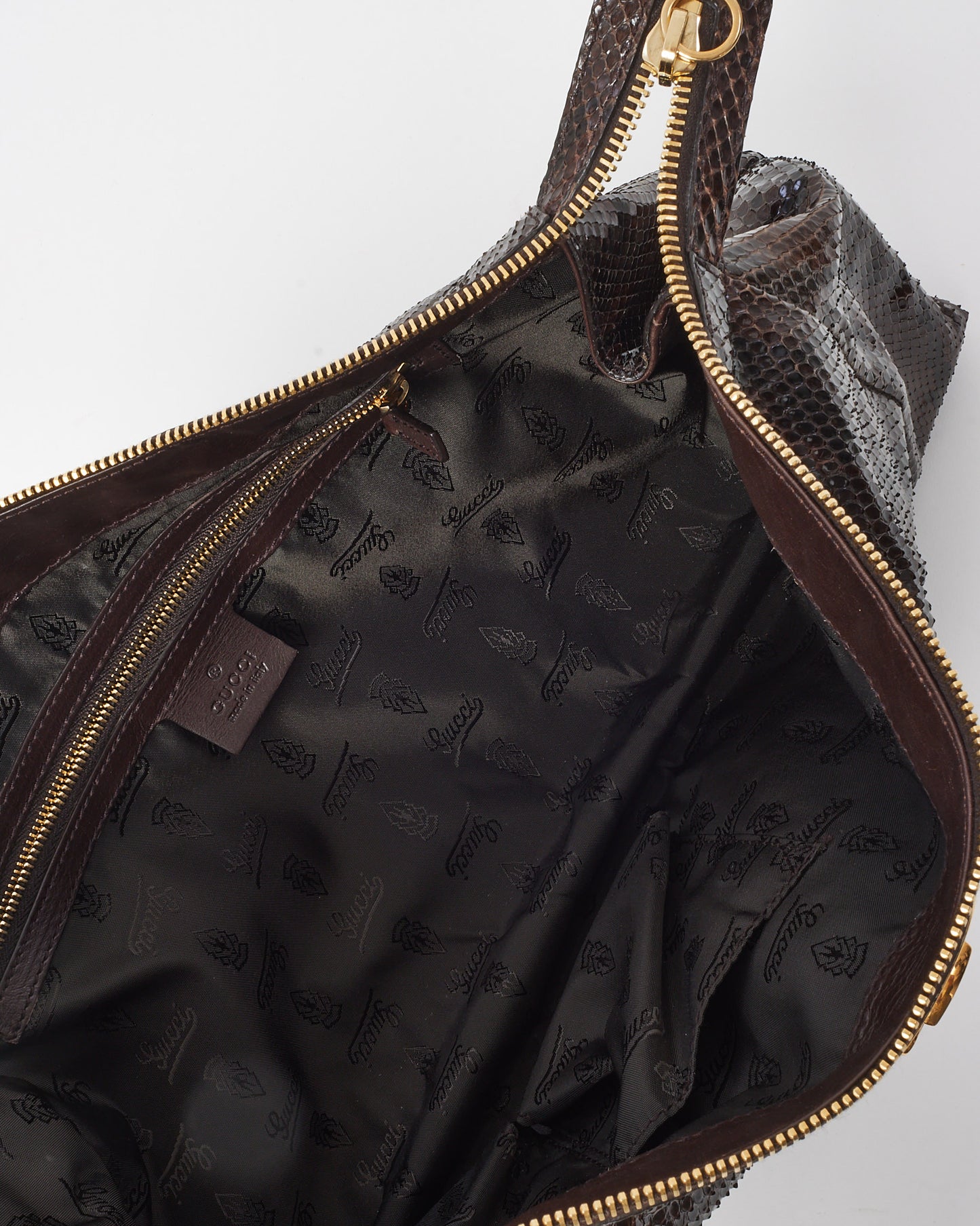 Gucci Brown Python Leather Hysteria Clutch