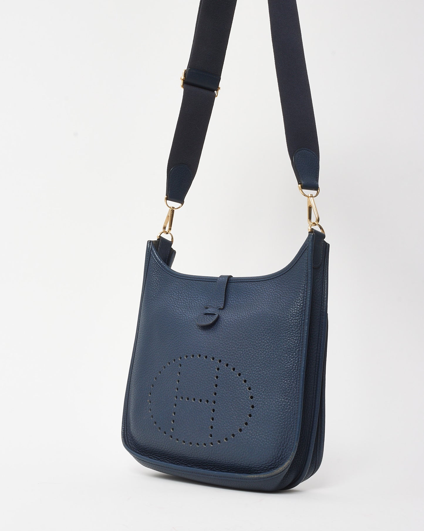 Hermès Navy Clemence Leather Evelyne III PM Crossbody Bag