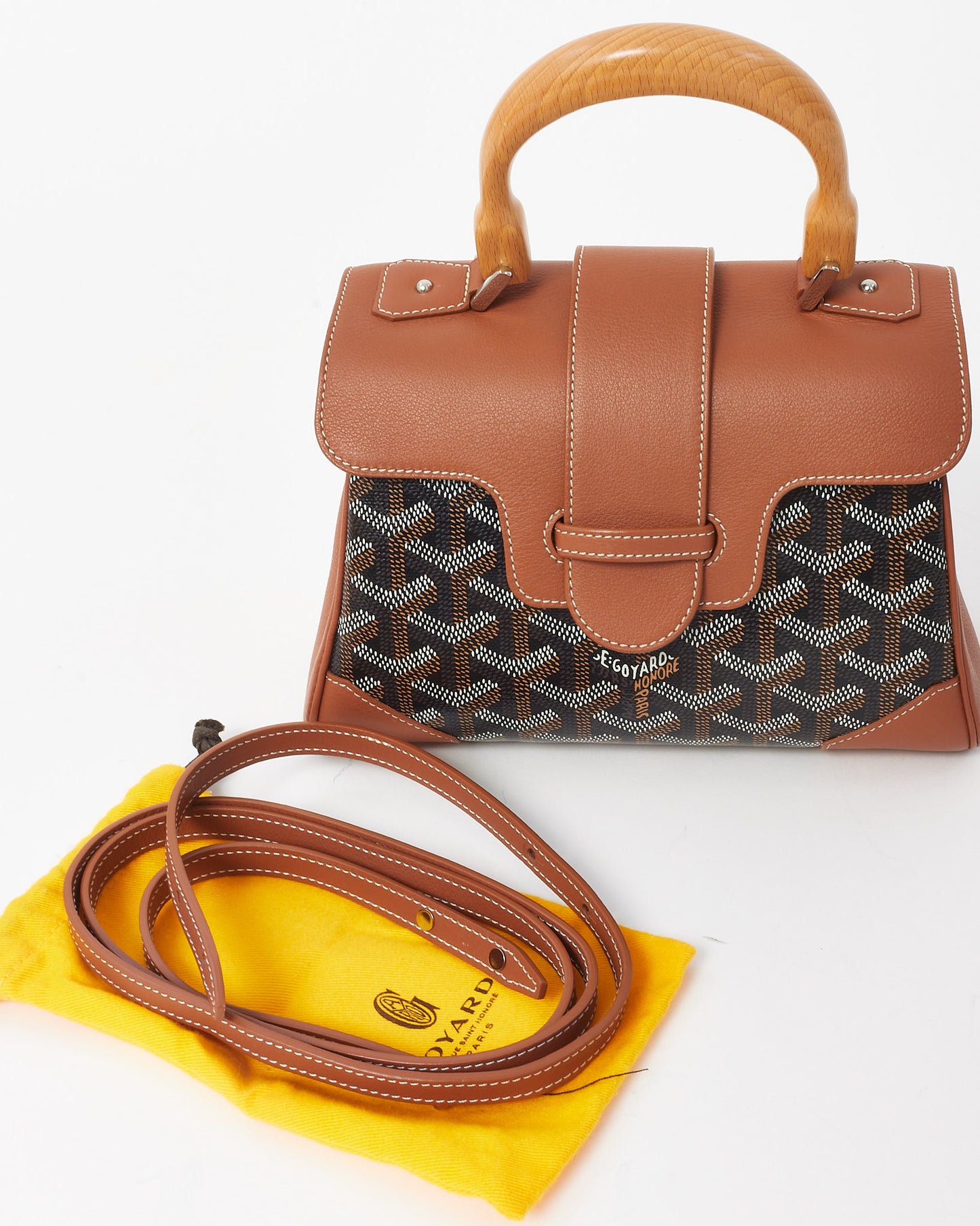 Goyard Brown and Black Goyardine Canvas Mini Saigon Souple Top Handle Bag