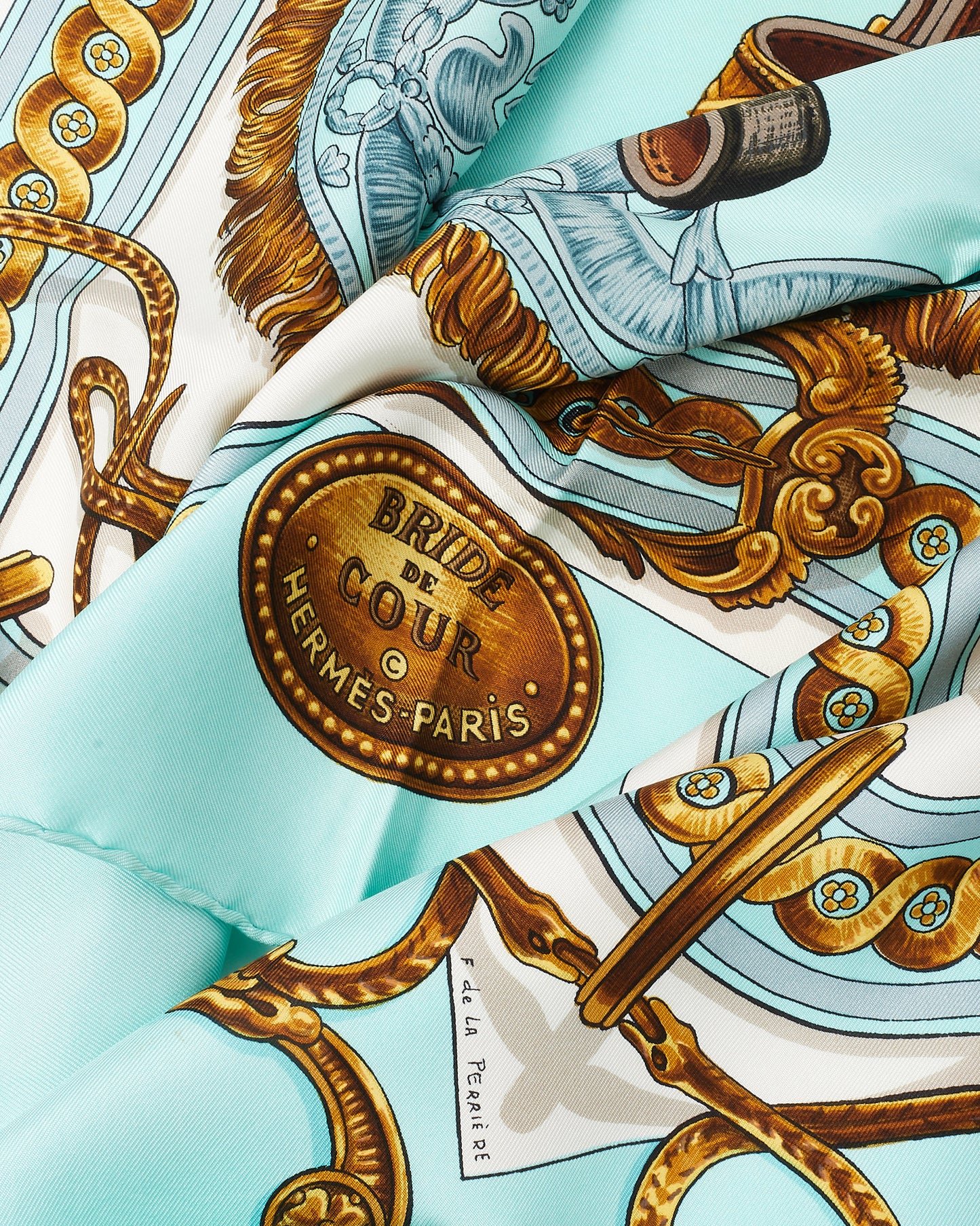 Hermès Light Blue Multi Bride de Cour Silk Scarf