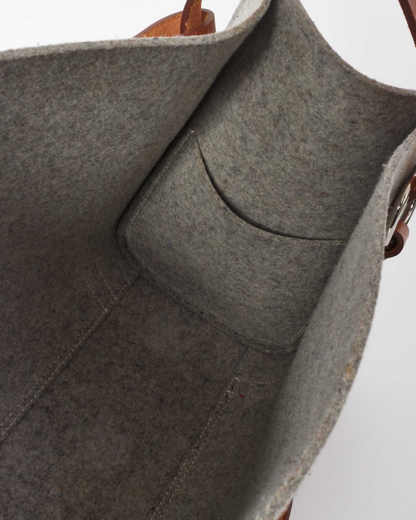 Hermès Grey Felt and Natural Vache Hunter Leather Cabalicol Tote