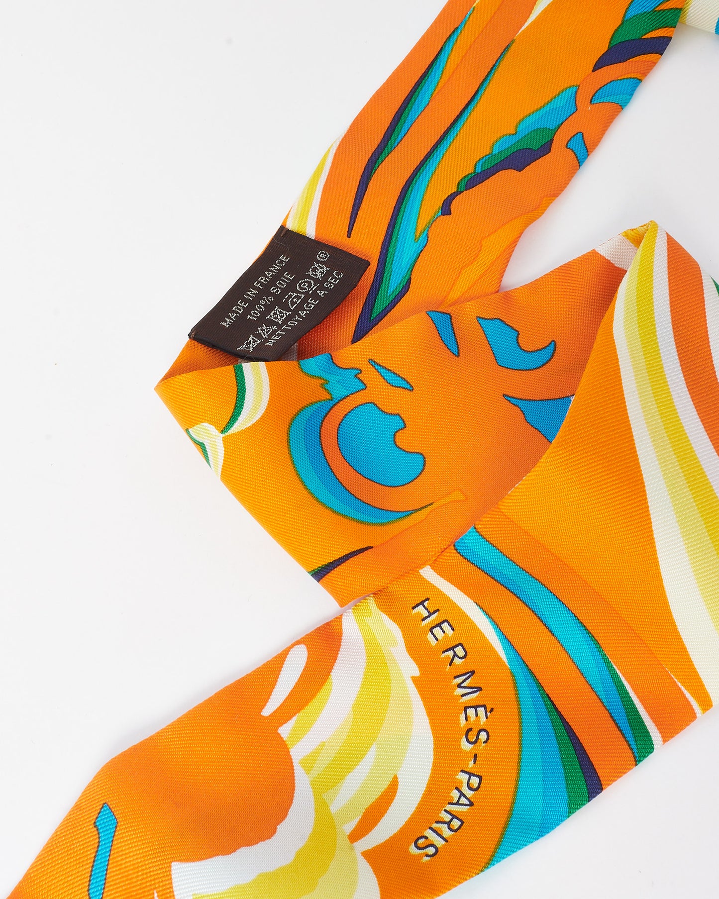 Hermès Orange Blue Multi Brides De Gala Twilly Scarf