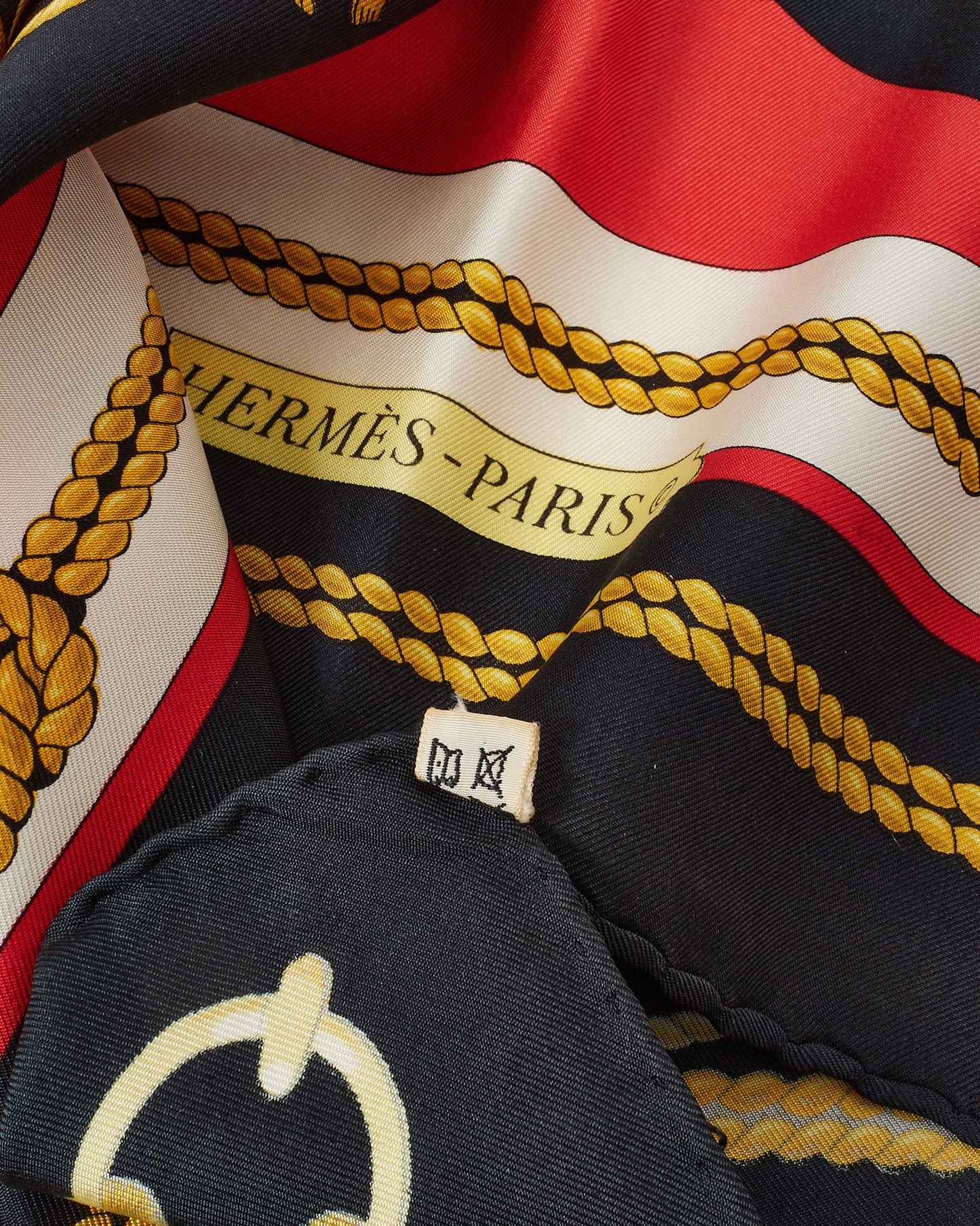 Hermès Red Black Multi Chateaux D'Arriere Silk Scarf