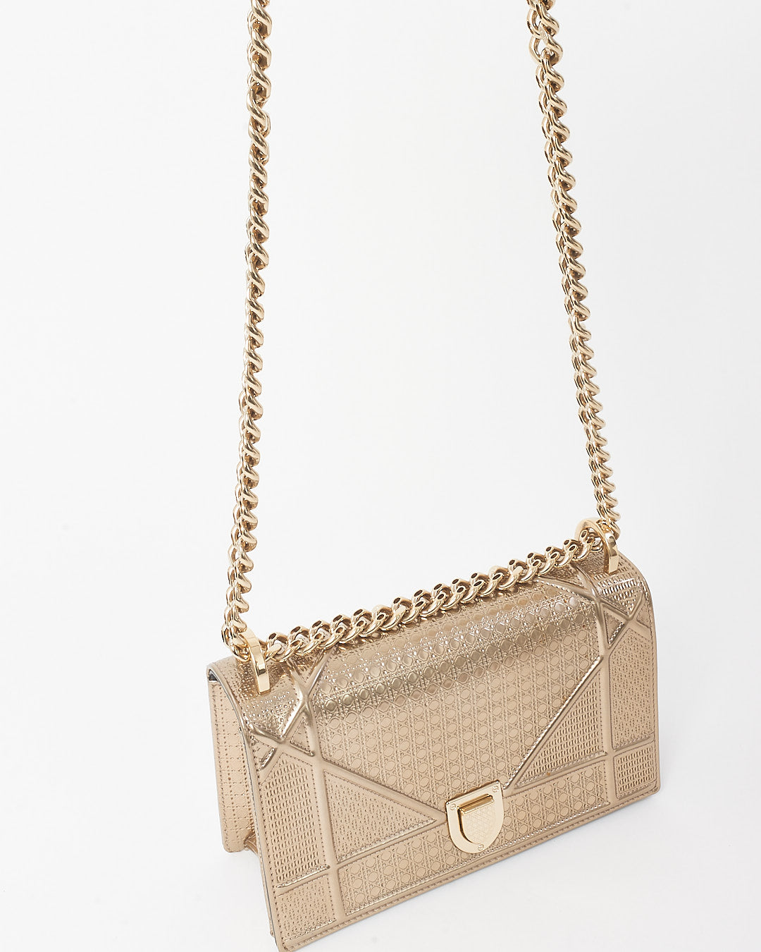 Dior Gold Micro-Cannage Leather Medium Diorama Flap Bag