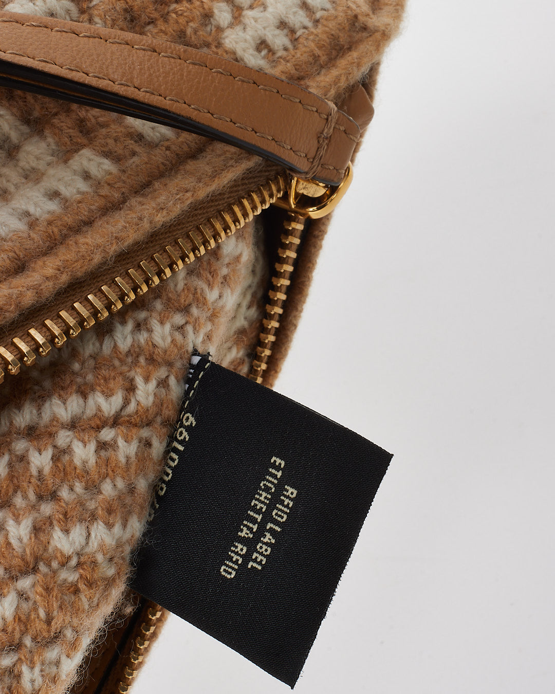 Fendi Beige and White FF Woven Fabric Large Flat Wristlet Pouch