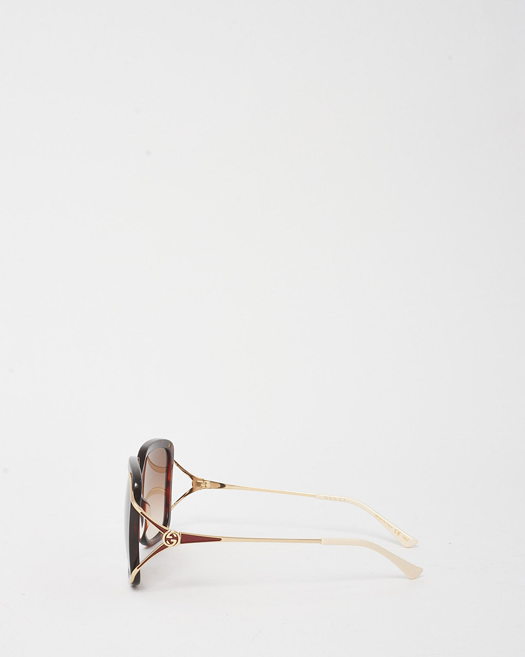 Gucci Brown Havana Gold Logo GG0647S Square Sunglasses