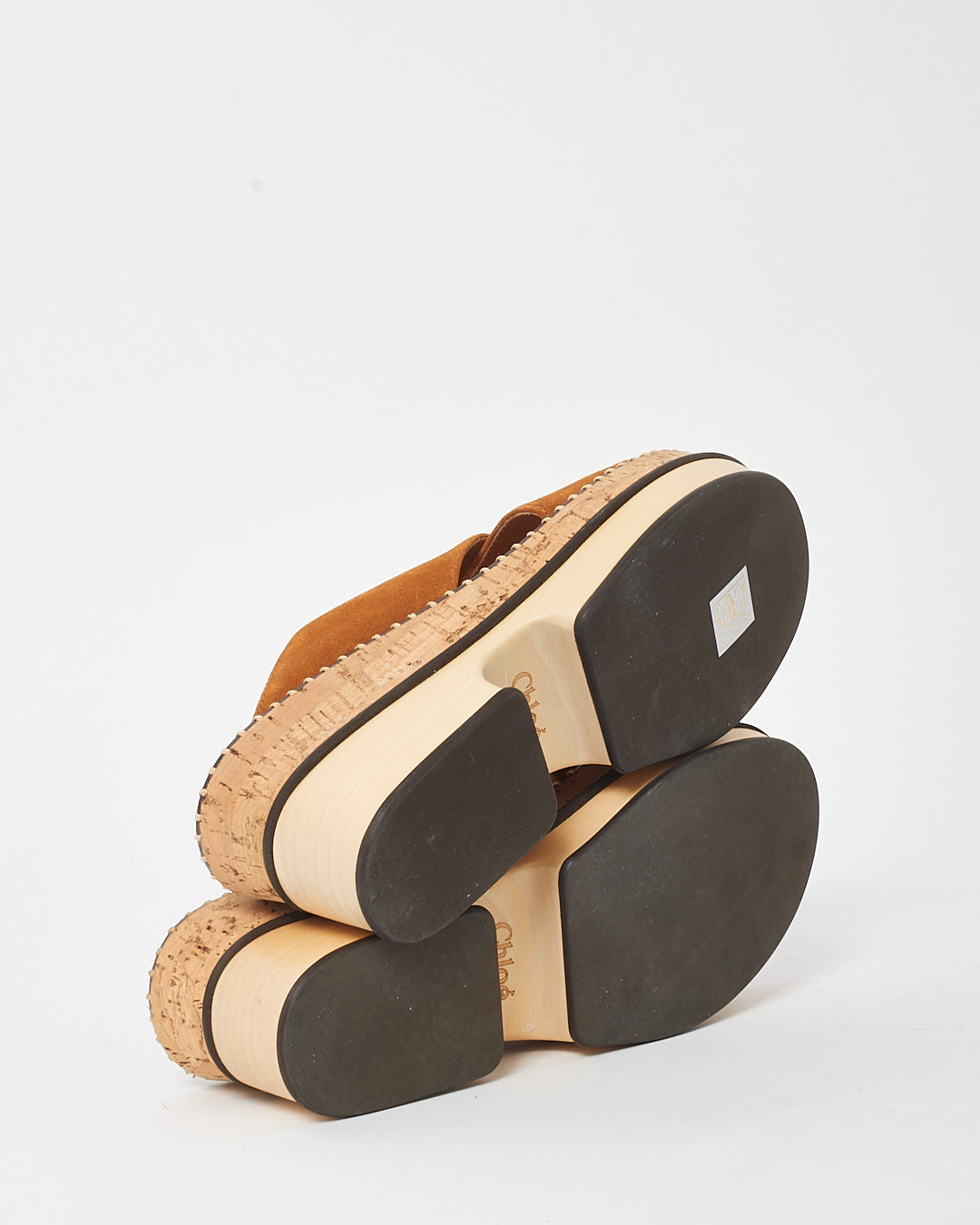 Chloé Tan Suede and Cork Lasia Platform Mule Sandals - 37