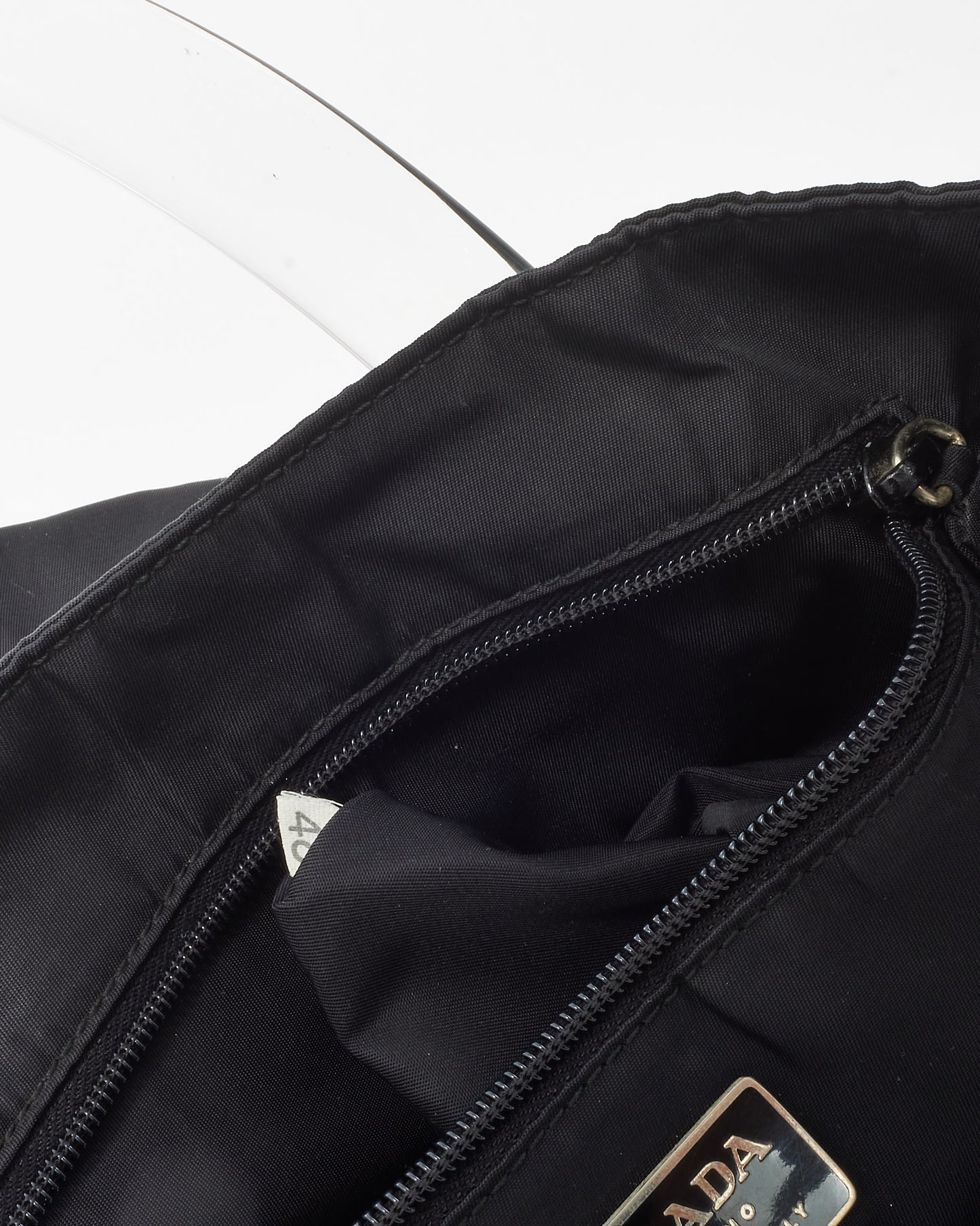 Prada Black Nylon Tessuto Lucite Handle Tote Bag