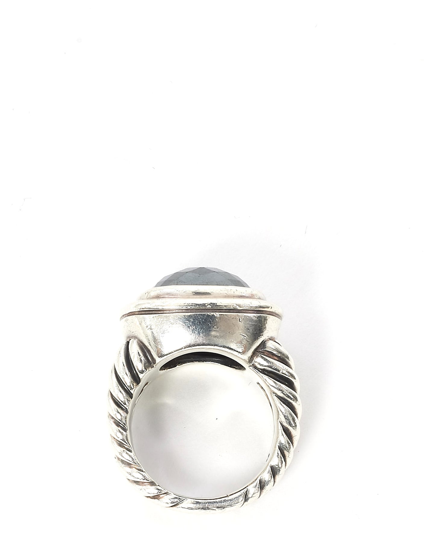 David Yurman Sterling Silver with Black Onyx Stone Albion Ring - 7