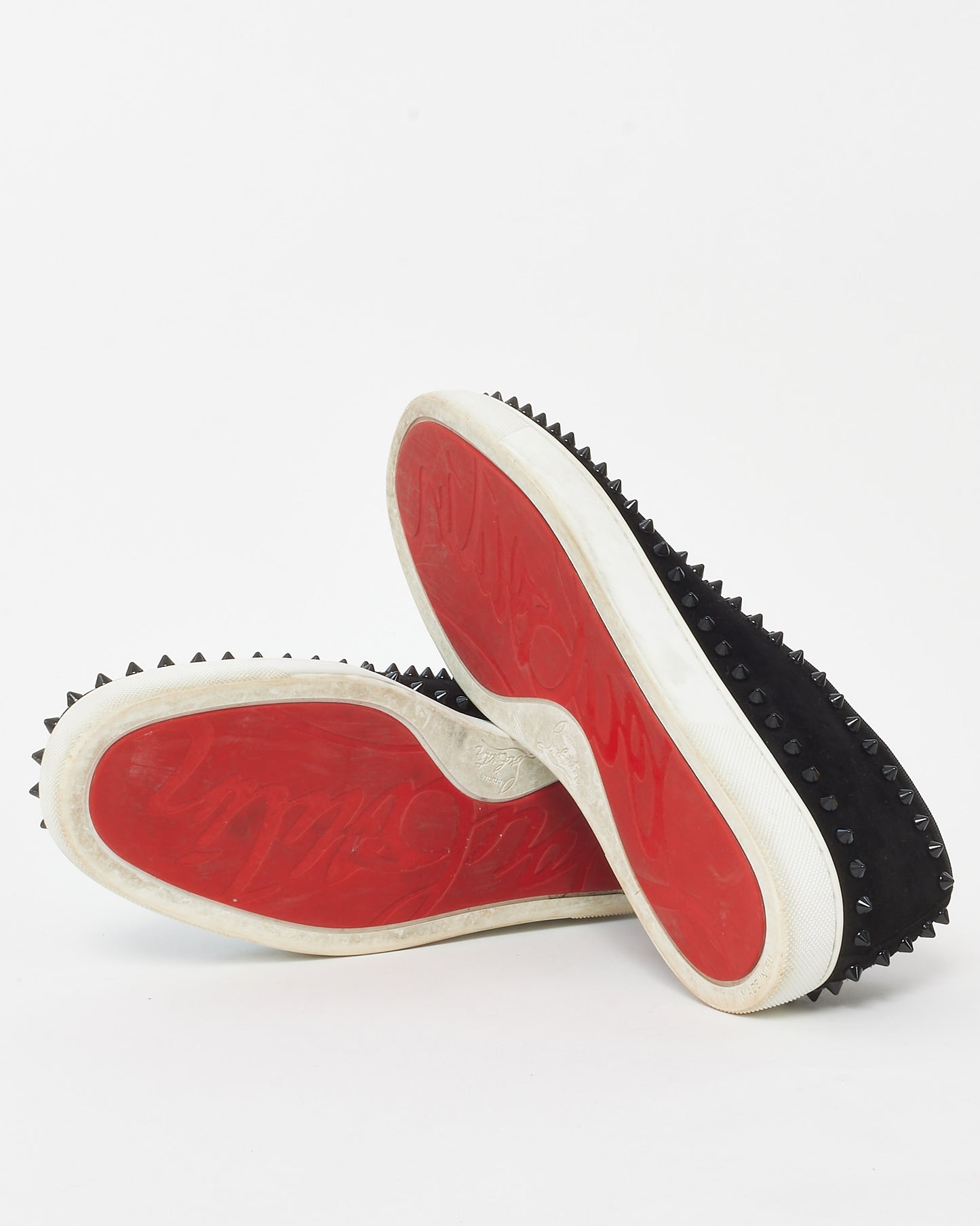 Christian Louboutin Men's Black Suede Pik Roller Boat Sneakers - 42.5 MEN