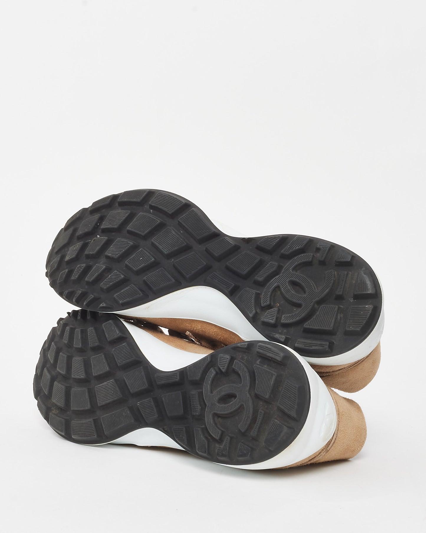 Chanel Beige Suede CC Logo Sneakers - 38