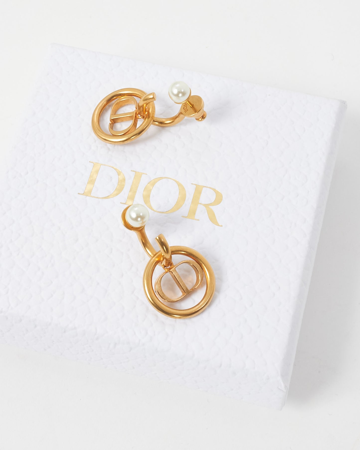 Dior Gold Dior 30 Montaigne CD Logo Pearl Drop Earrings