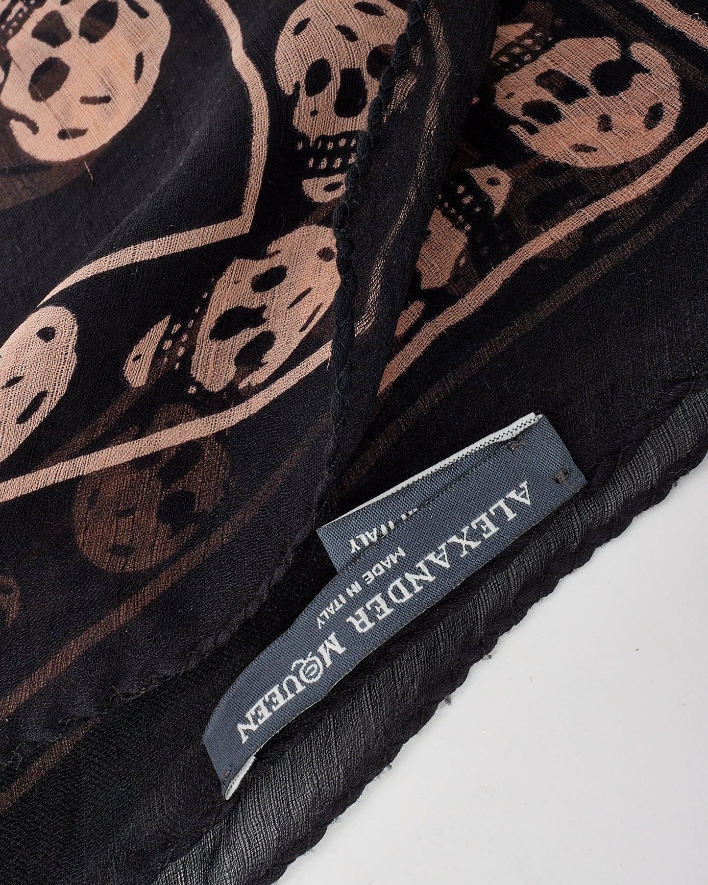 Alexander McQueen Black & Light Pink Skull Chiffon Silk Scarf