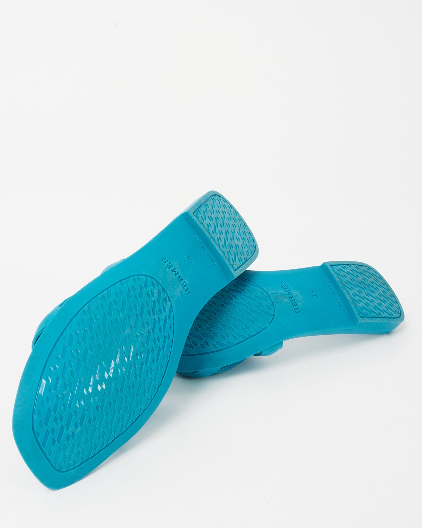 Hermès Blue PVC Rubber Aloha Sandals - 36