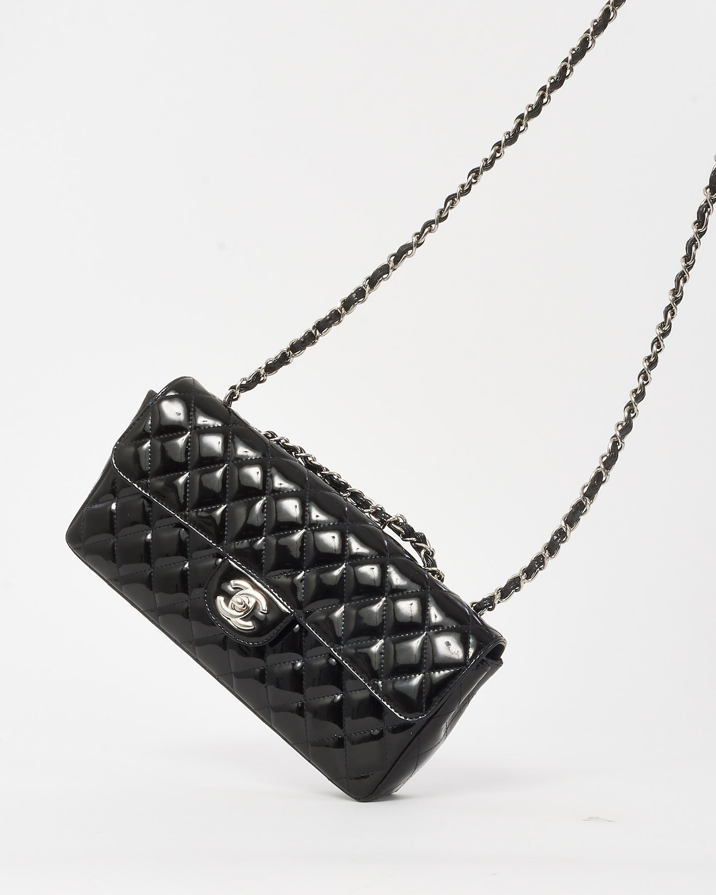 Chanel Black Patent Leather E/W Single Flap Bag SHW