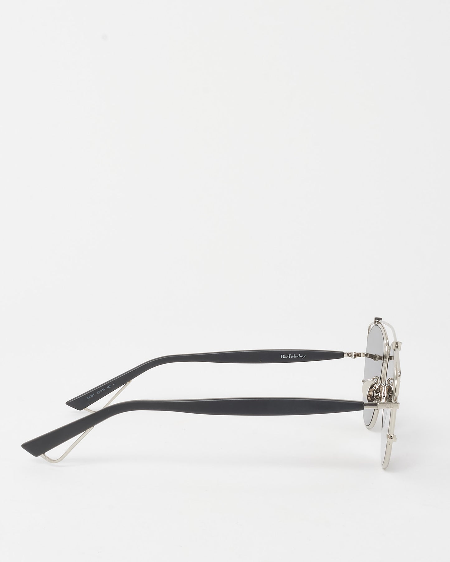 Dior Silver Metal Black Lens Technologic 84J0T Aviator Sunglasses