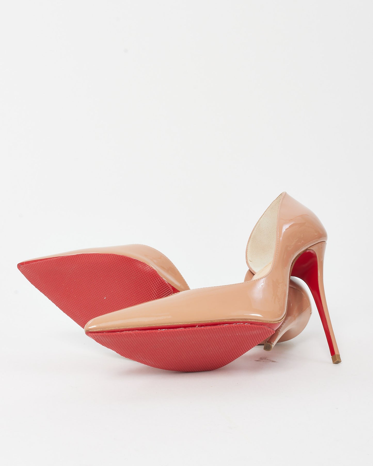 Christian Louboutin Beige Patent Leather Iriza 100mm Pumps - 38