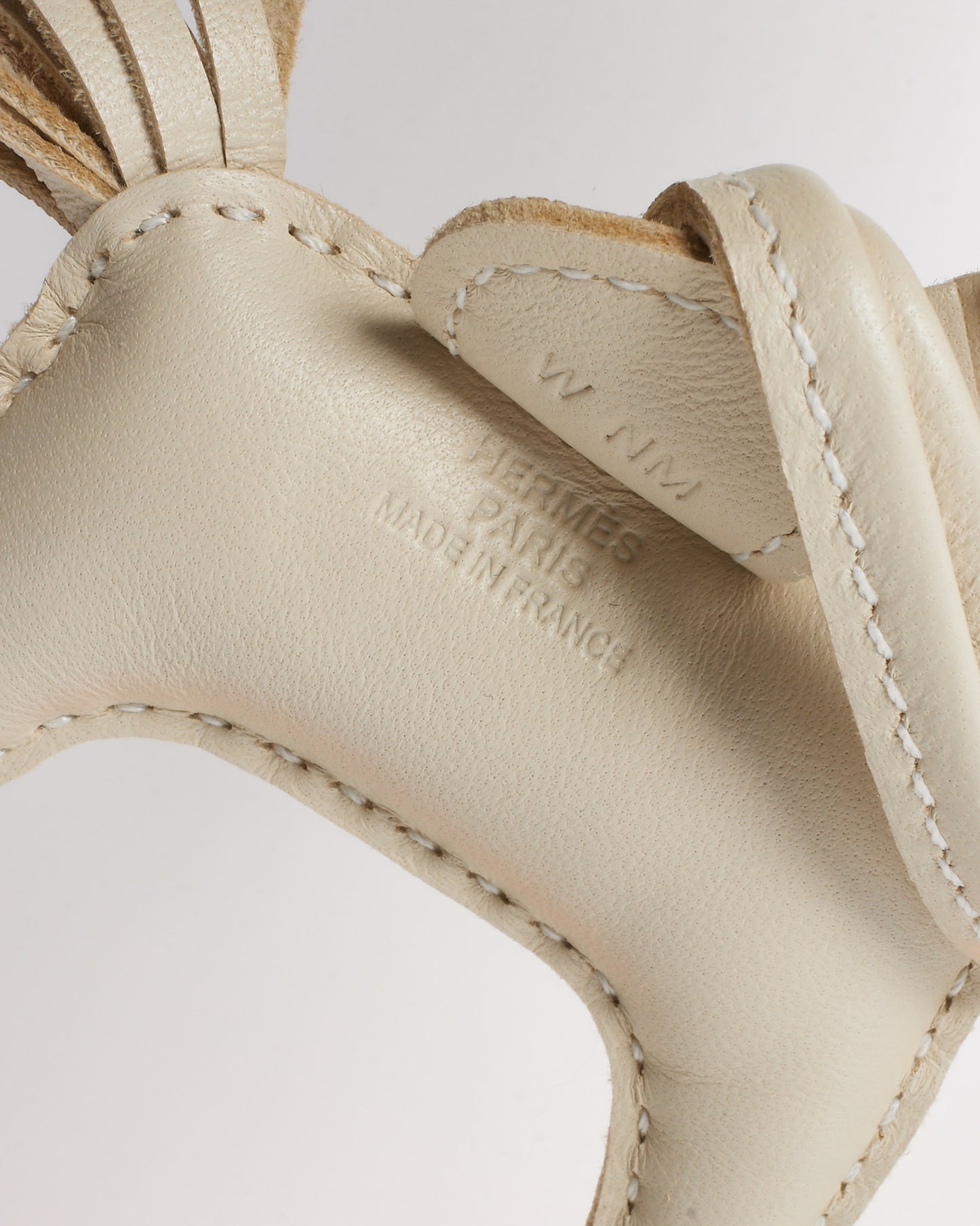 Hermès White (Craie) Leather Rodeo Pegase PM Charm