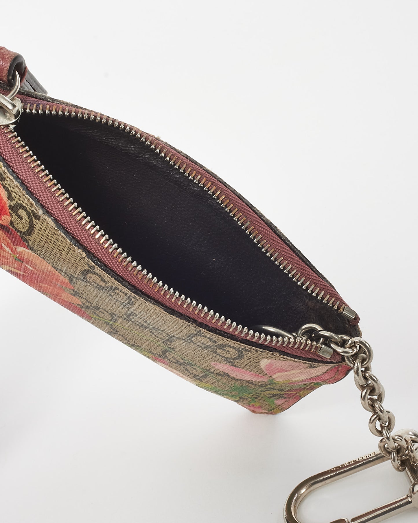 Gucci Red GG Supreme Monogram Blooms Coated Canvas Key Pouch