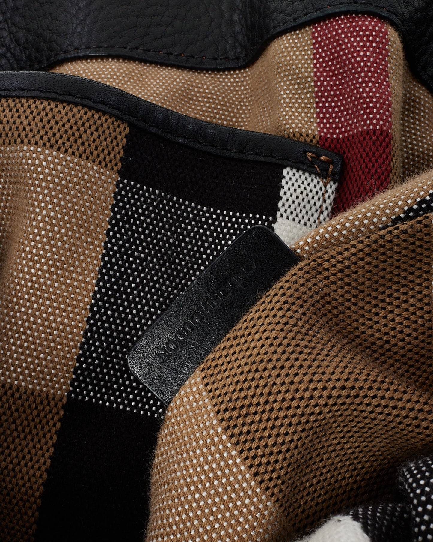 Burberry Black Leather Beige Mega Check Maidstone Shoulder Bag