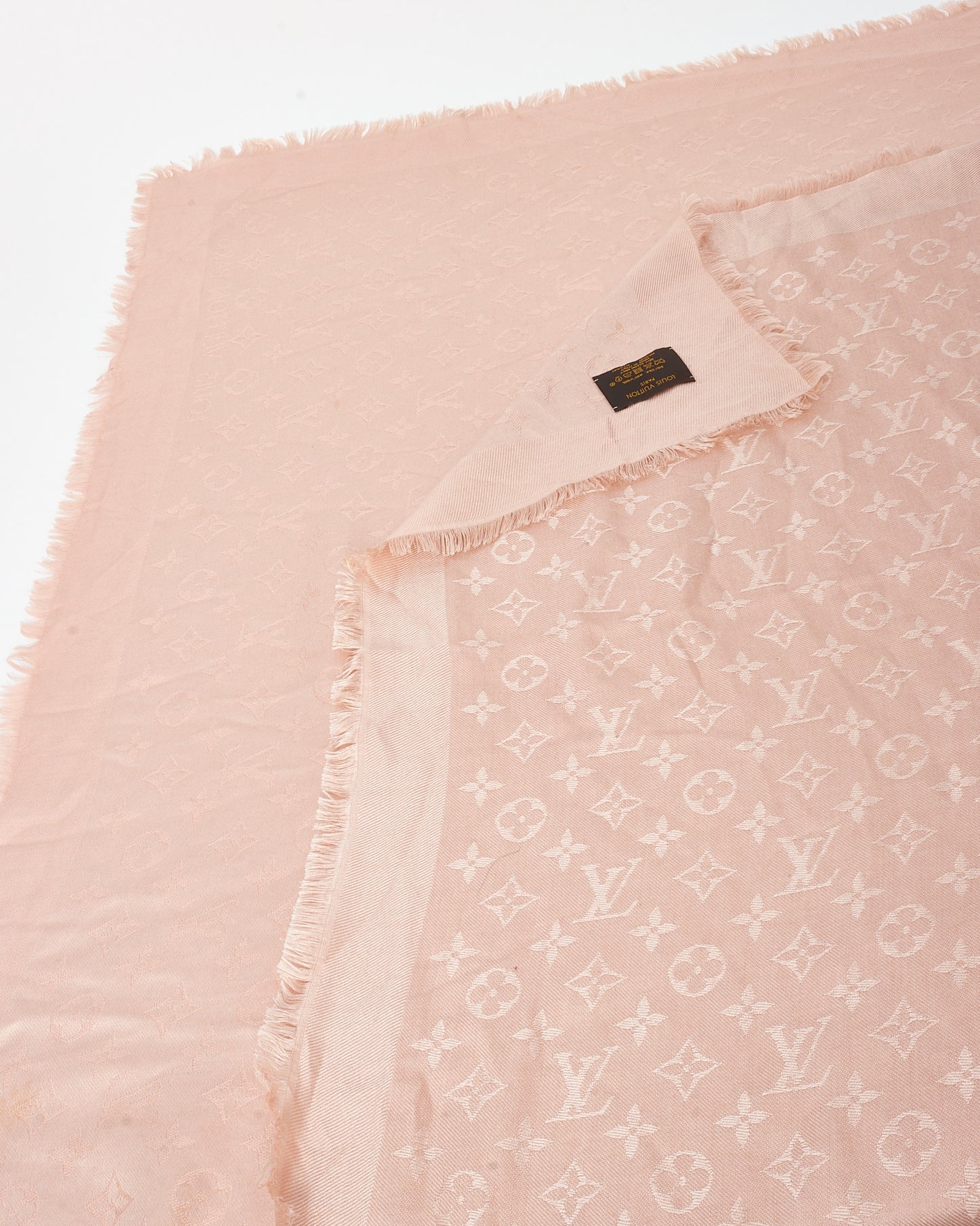 Louis Vuitton Light Pink Monogram Silk/Wool Blend Shawl Scarf