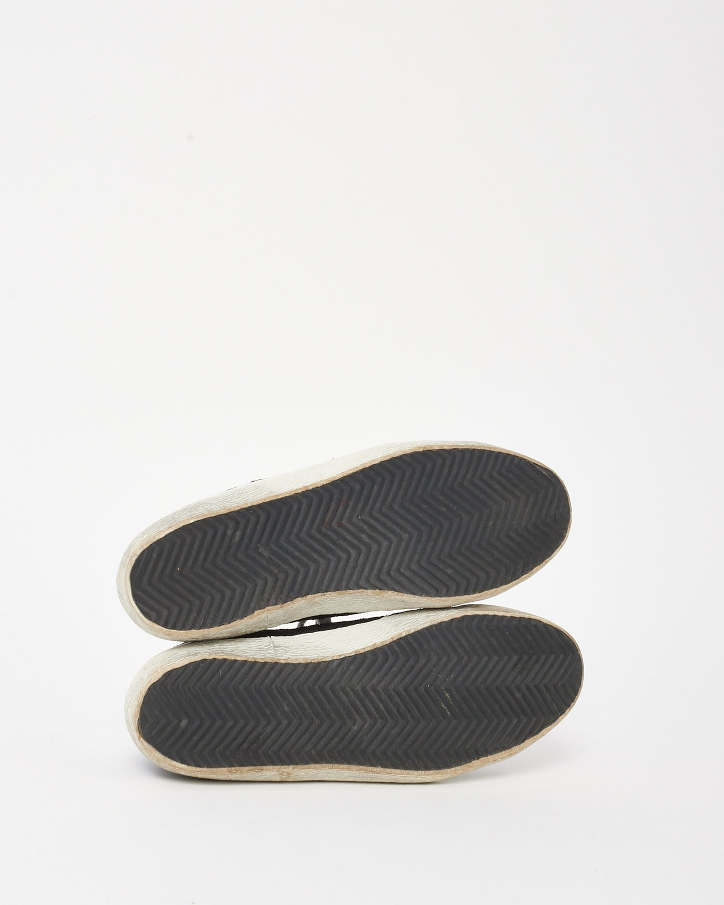 Golden Goose Black/Blue Leather and Glitter Low Top Superstar Sneakers - 38